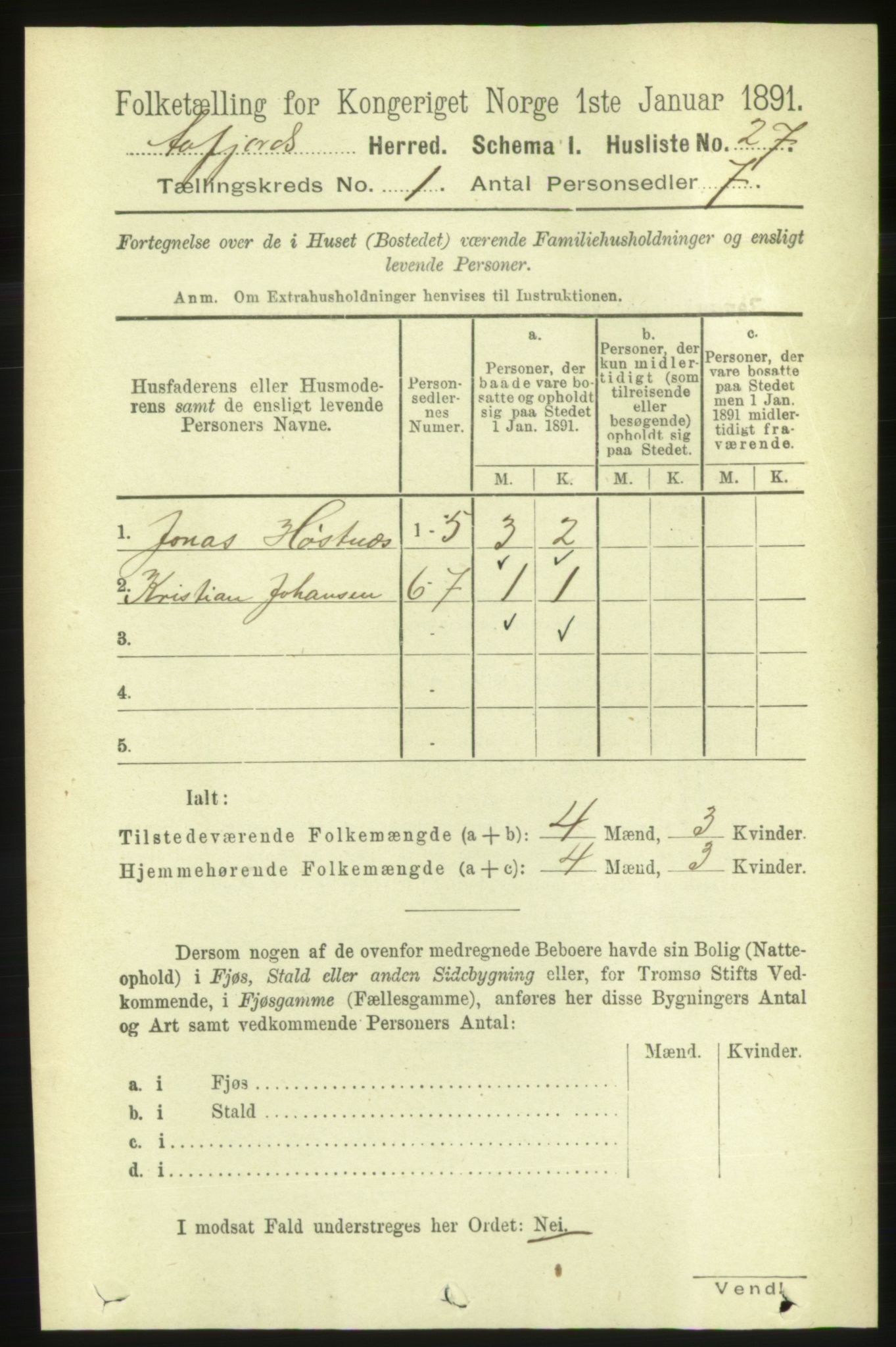 RA, 1891 census for 1630 Åfjord, 1891, p. 63