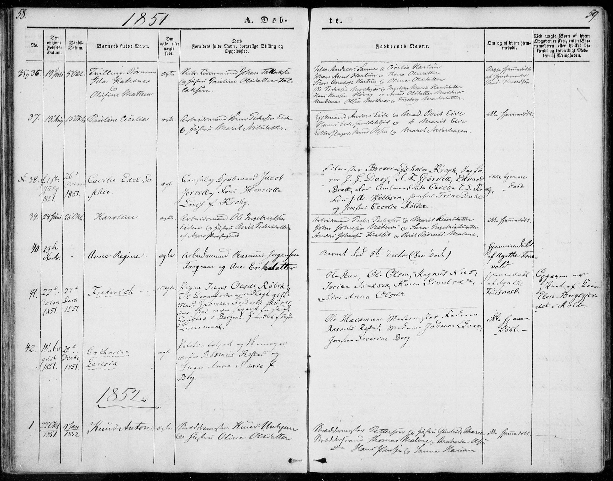 Ministerialprotokoller, klokkerbøker og fødselsregistre - Møre og Romsdal, AV/SAT-A-1454/558/L0689: Parish register (official) no. 558A03, 1843-1872, p. 58-59