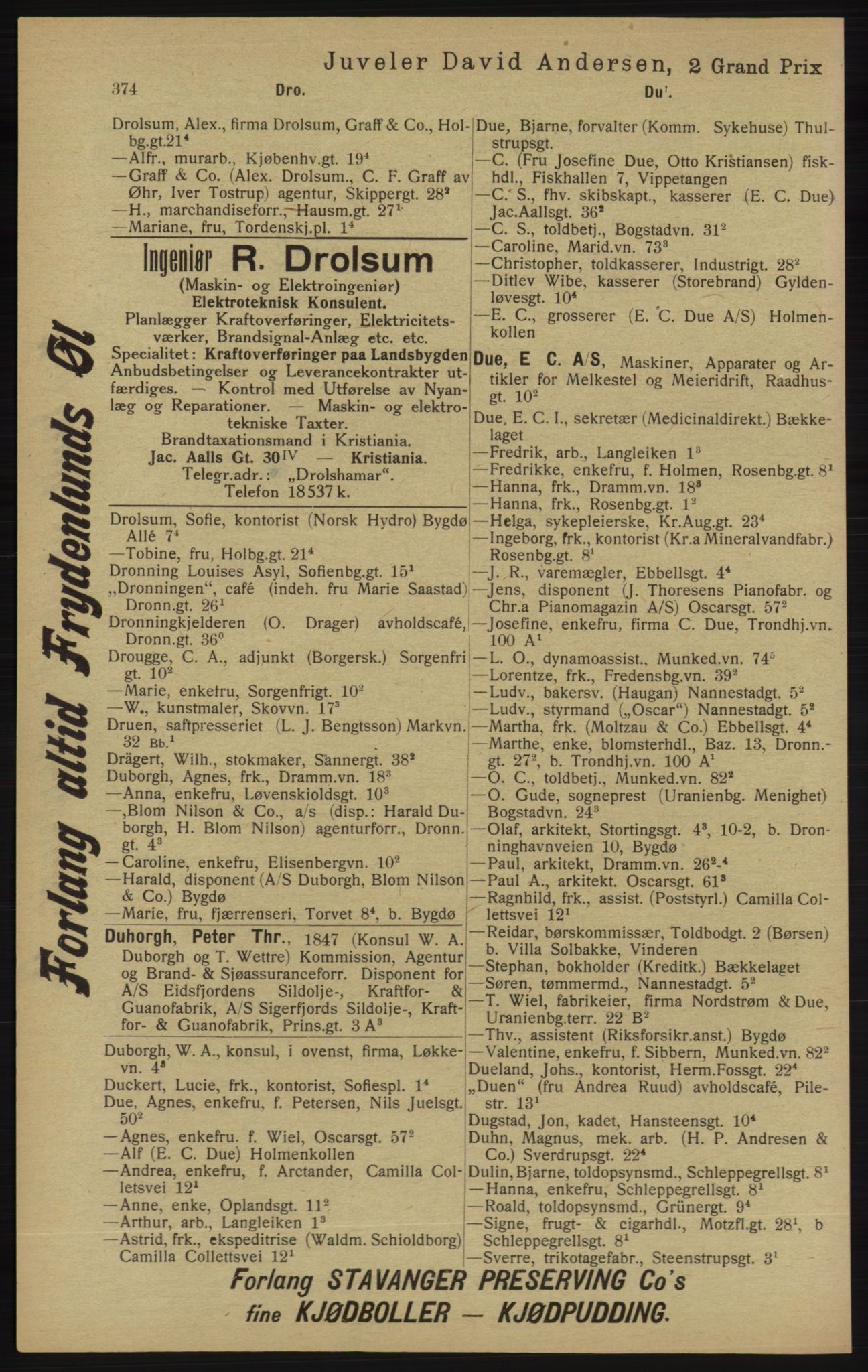 Kristiania/Oslo adressebok, PUBL/-, 1913, p. 386