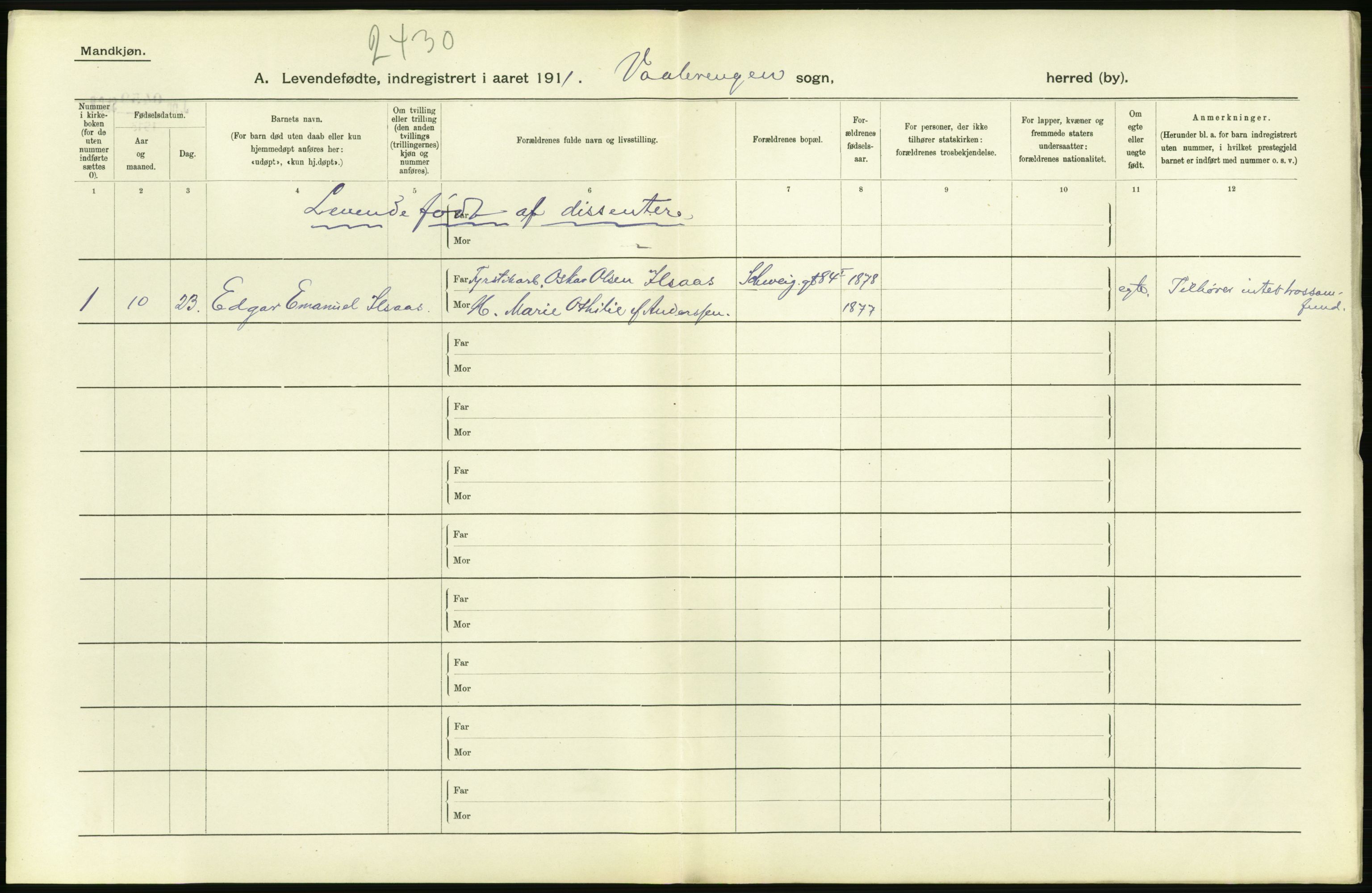 Statistisk sentralbyrå, Sosiodemografiske emner, Befolkning, AV/RA-S-2228/D/Df/Dfb/Dfba/L0006: Kristiania: Levendefødte menn., 1911, p. 34