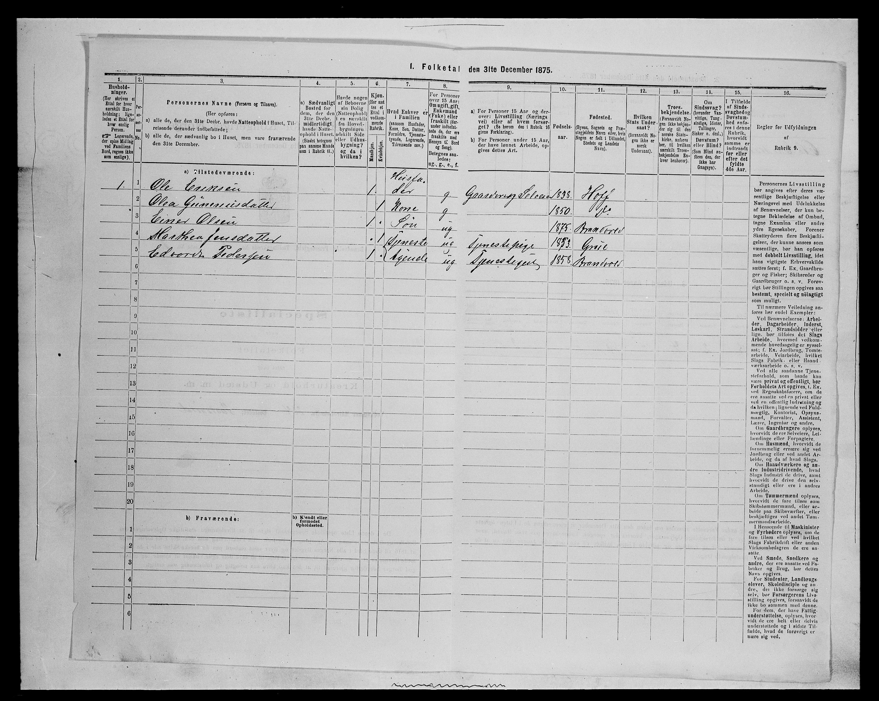 SAH, 1875 census for 0422P Brandval, 1875, p. 79