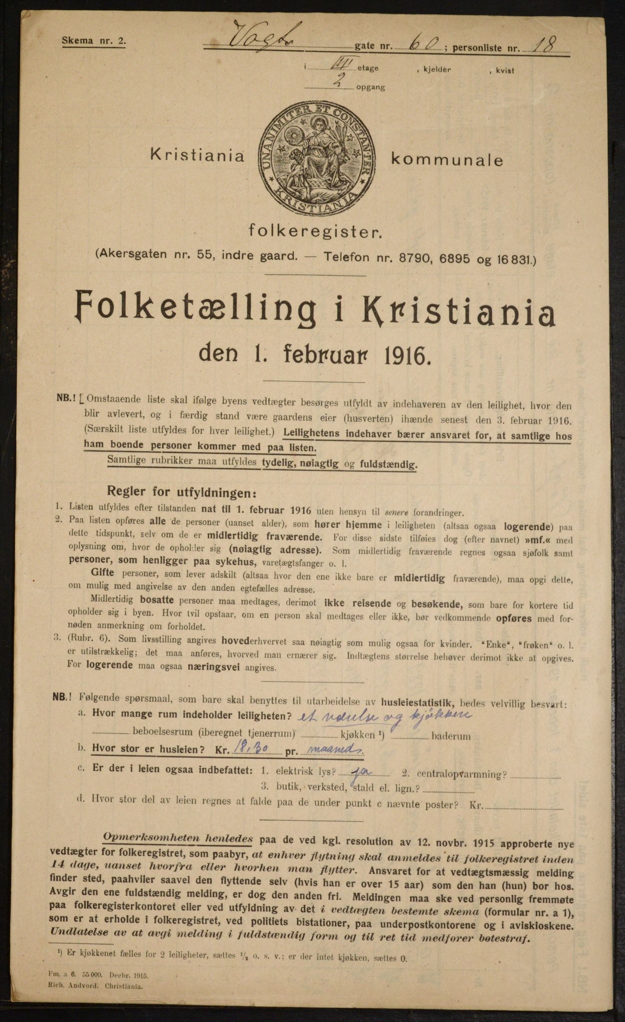 OBA, Municipal Census 1916 for Kristiania, 1916, p. 129035