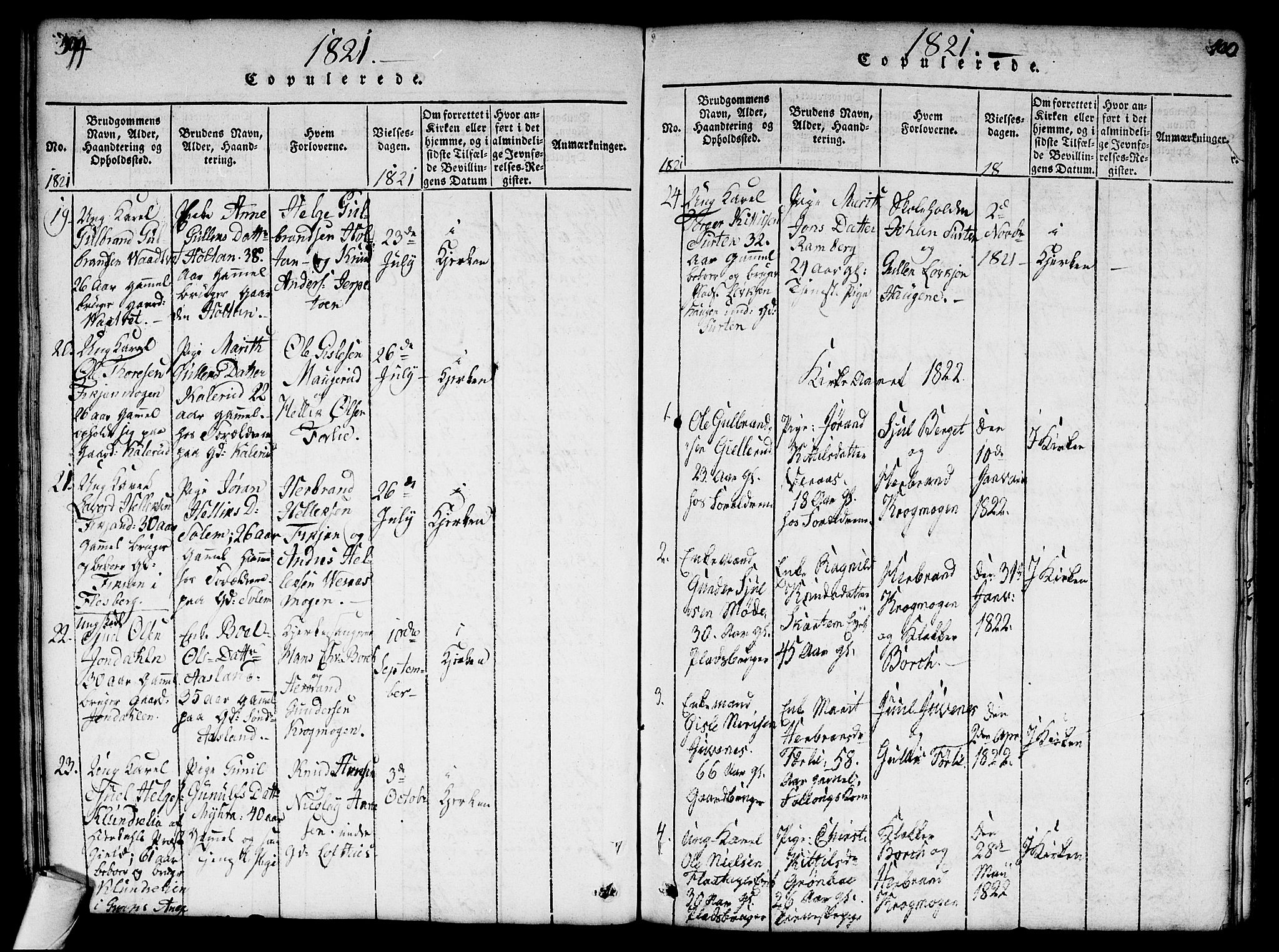Flesberg kirkebøker, SAKO/A-18/G/Ga/L0001: Parish register (copy) no. I 1, 1816-1834, p. 399-400