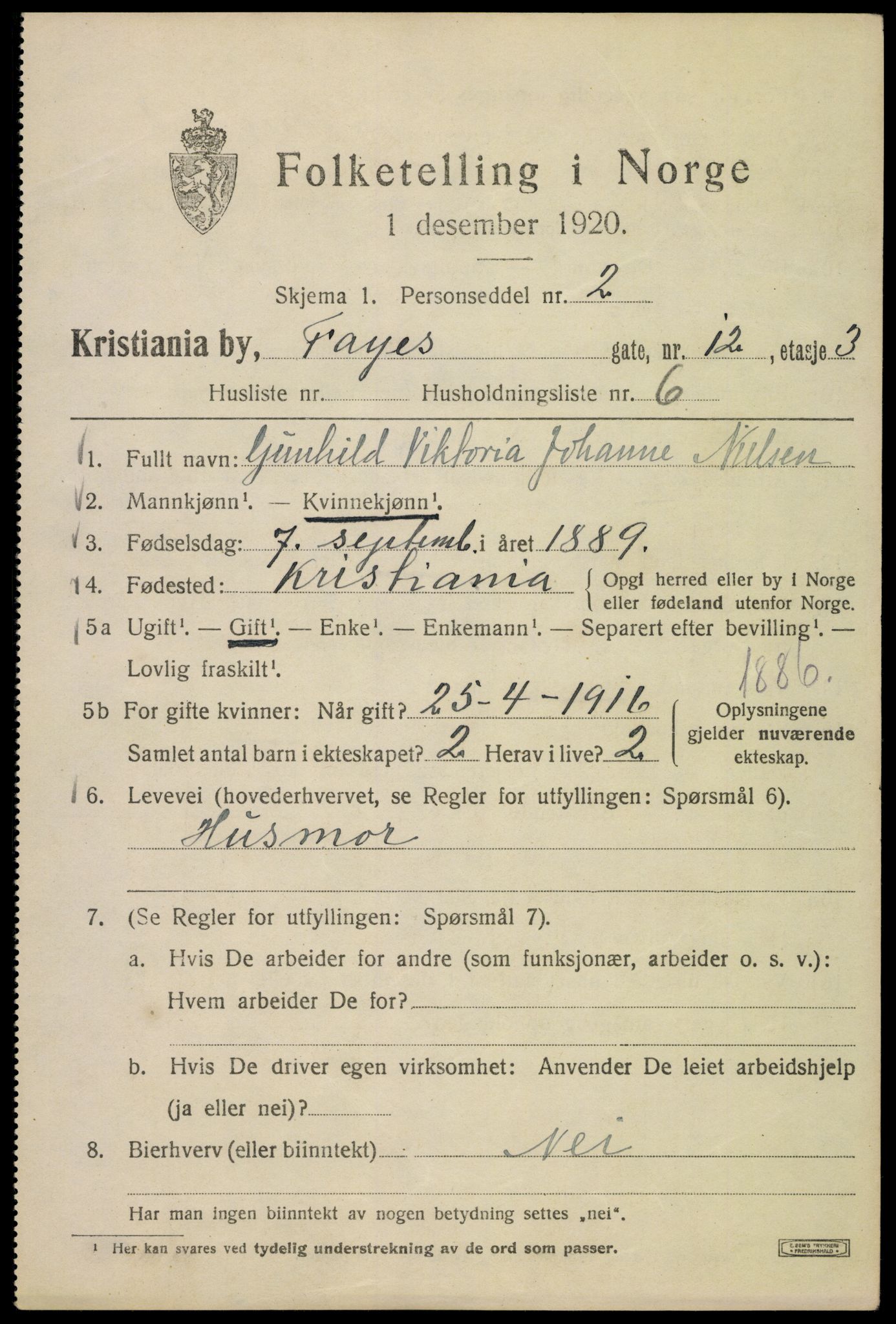 SAO, 1920 census for Kristiania, 1920, p. 228599