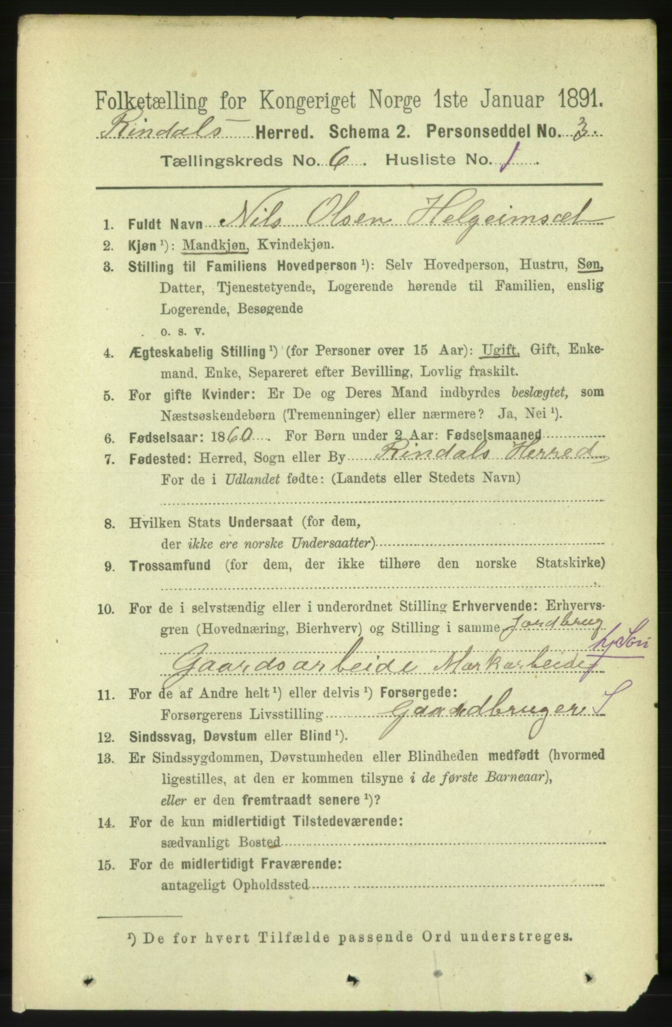 RA, 1891 census for 1567 Rindal, 1891, p. 1746