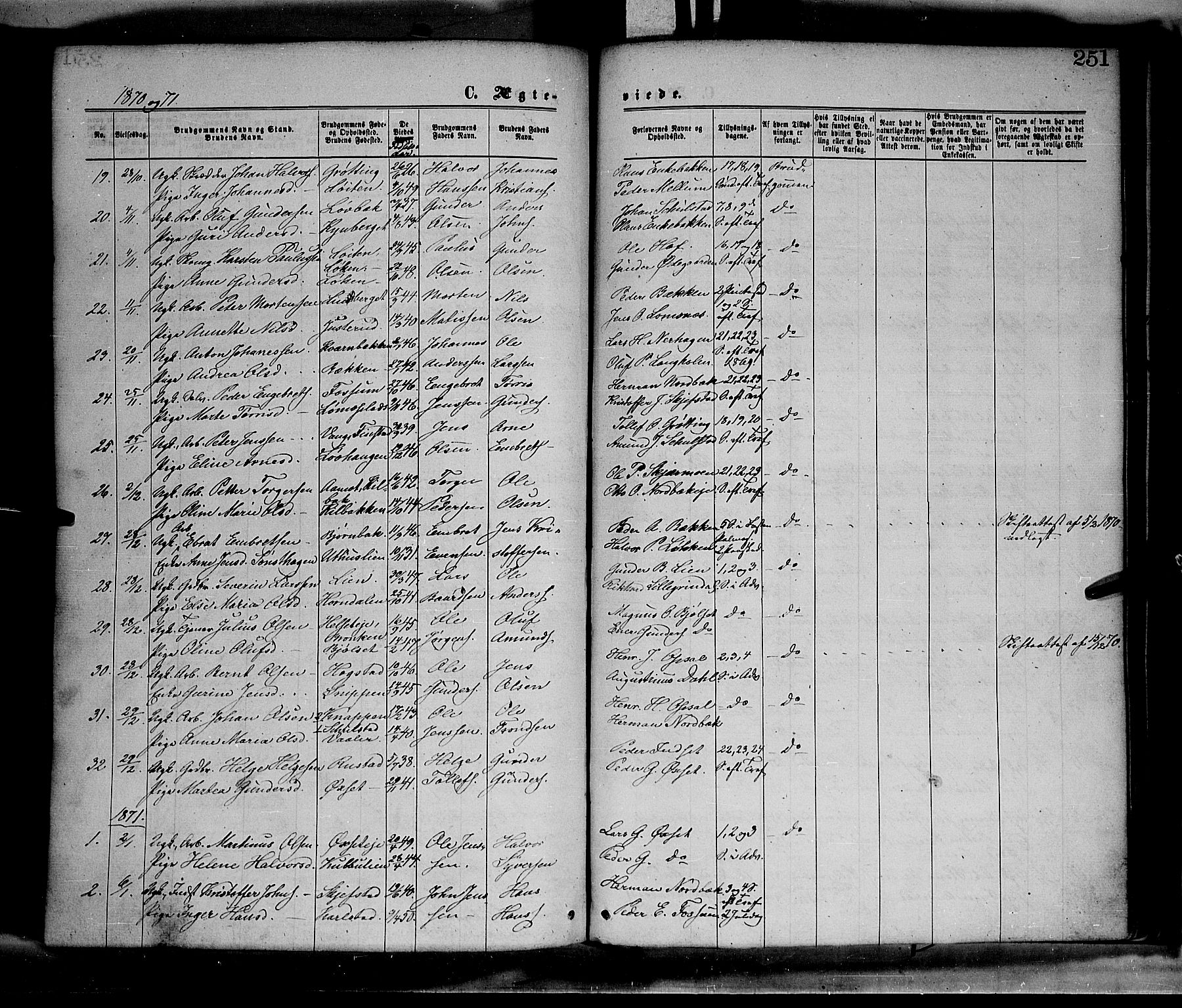 Elverum prestekontor, AV/SAH-PREST-044/H/Ha/Haa/L0011: Parish register (official) no. 11, 1869-1879, p. 251