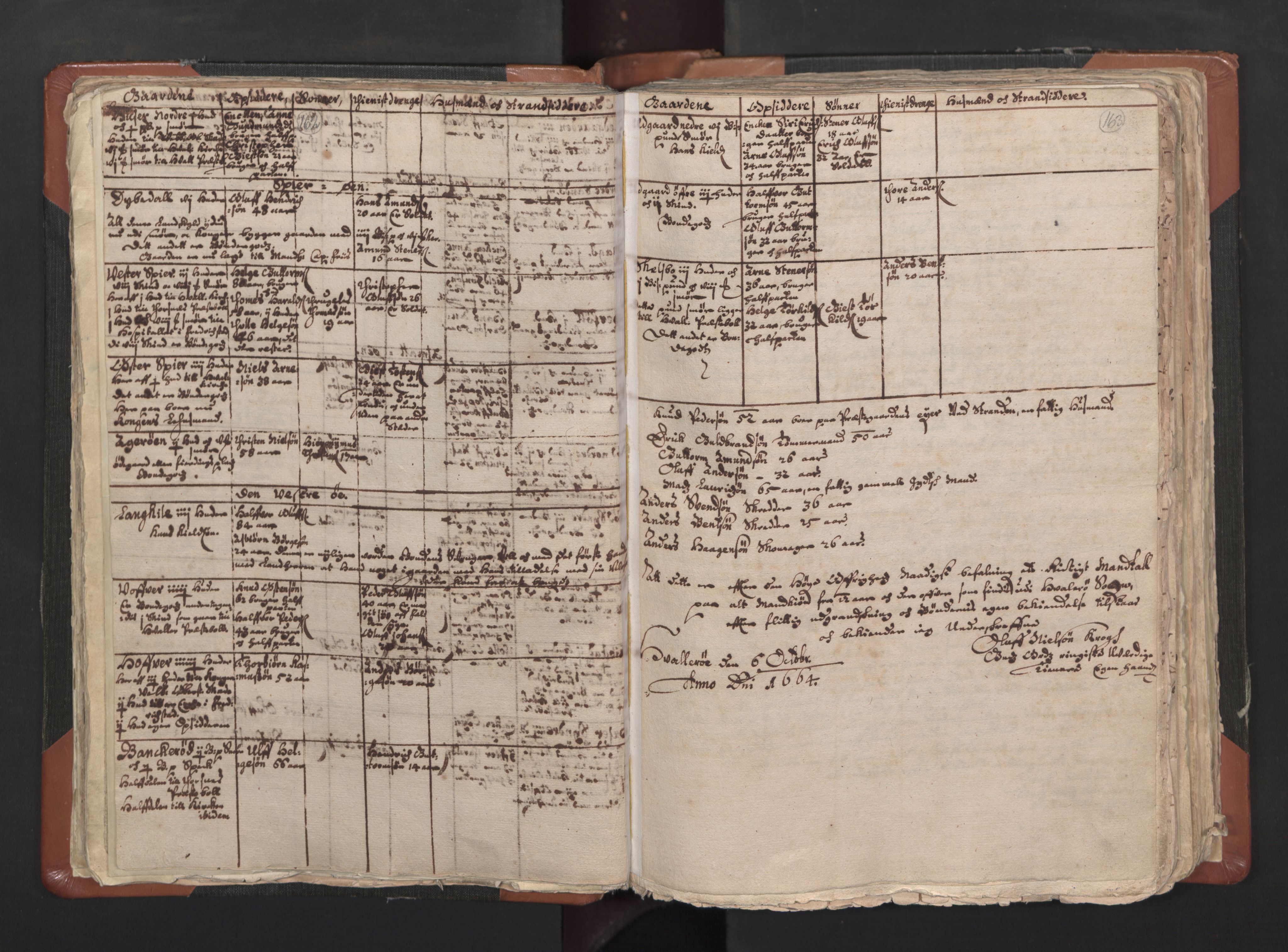 RA, Vicar's Census 1664-1666, no. 1: Nedre Borgesyssel deanery, 1664-1666, p. 162-163