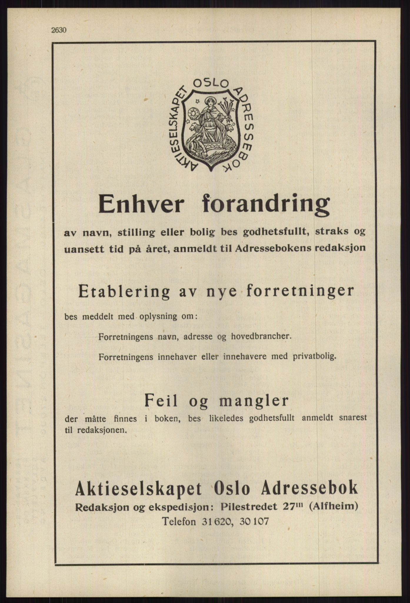 Kristiania/Oslo adressebok, PUBL/-, 1939, p. 2630