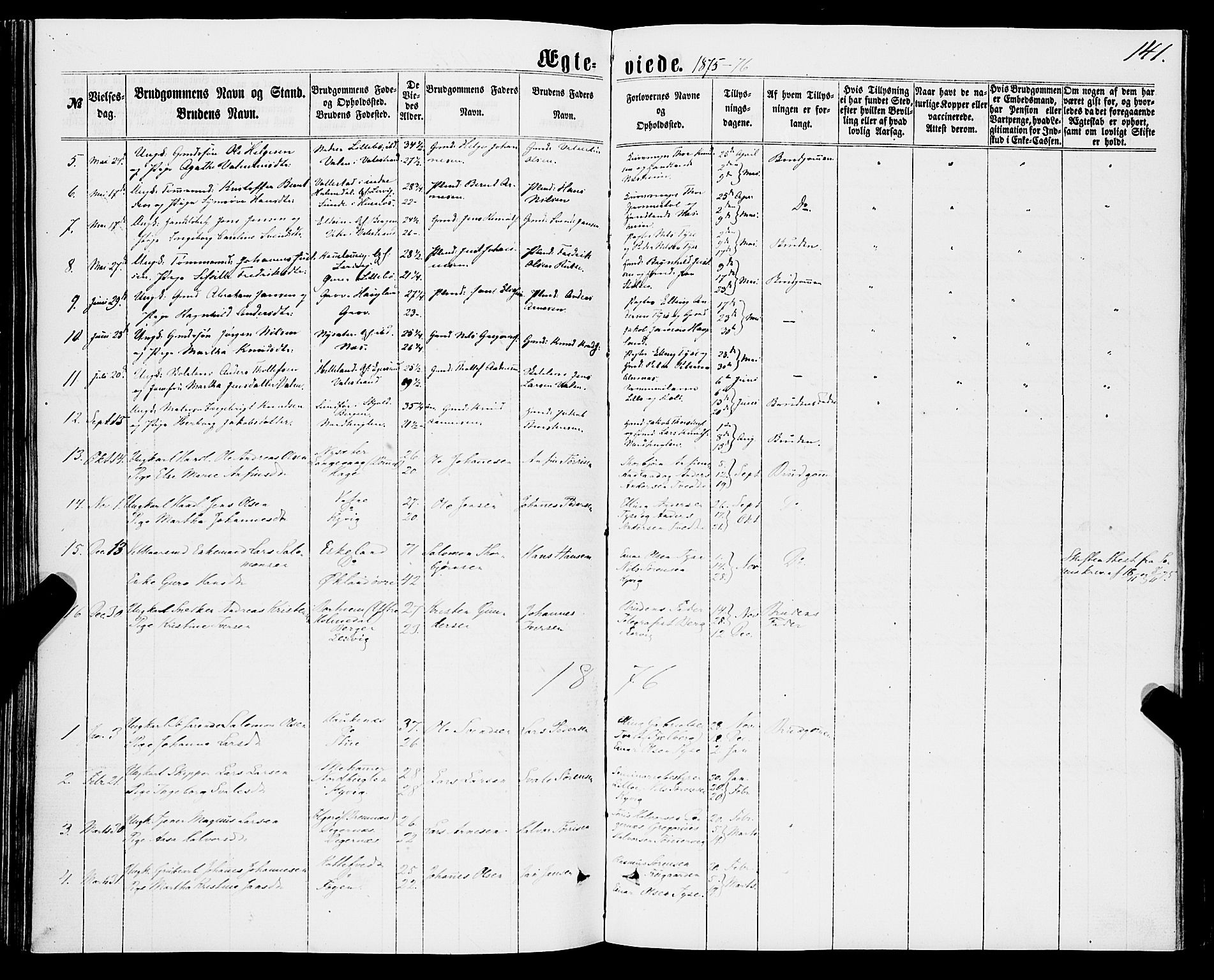 Stord sokneprestembete, SAB/A-78201/H/Haa: Parish register (official) no. B 1, 1862-1877, p. 141