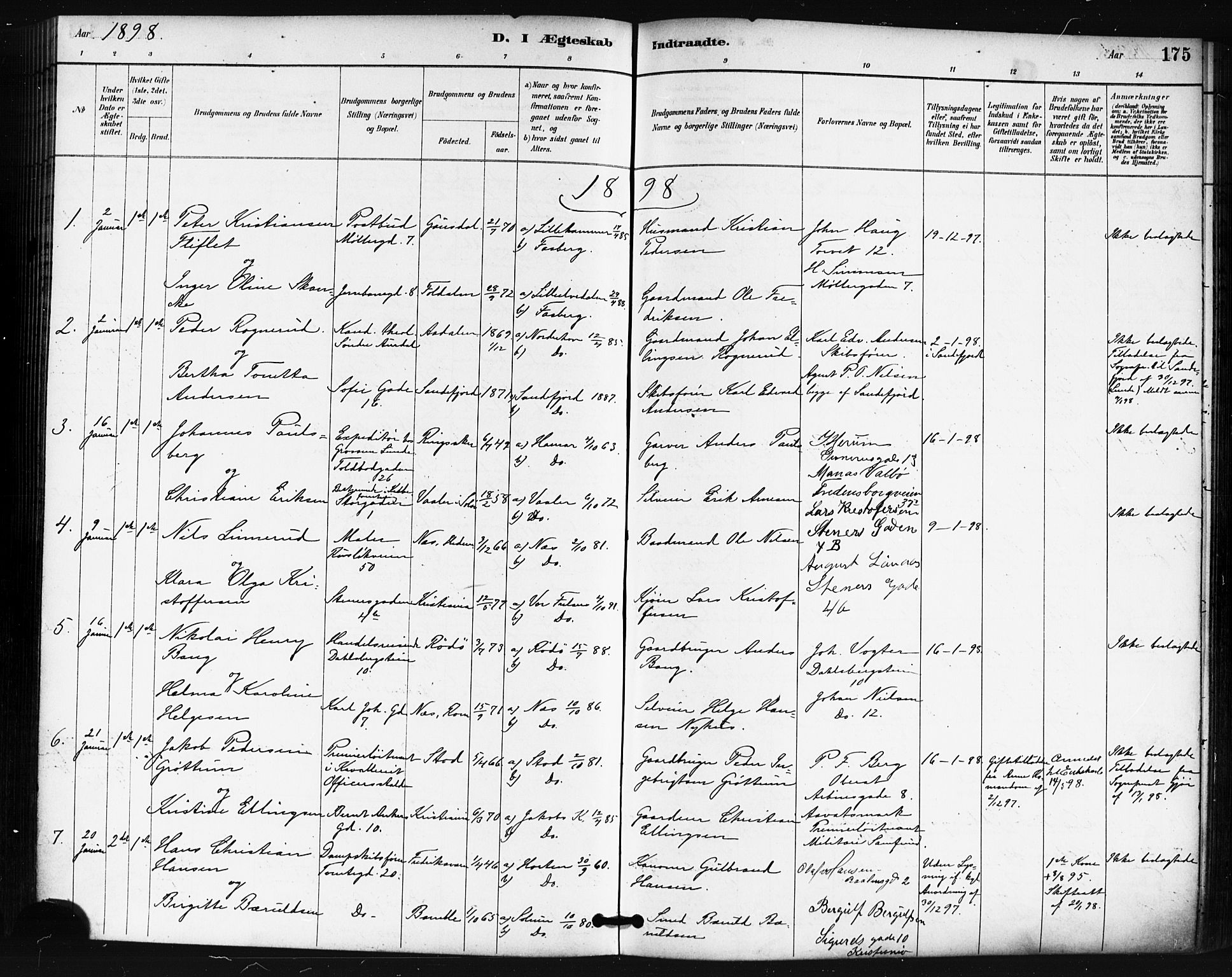 Oslo domkirke Kirkebøker, SAO/A-10752/F/Fa/L0032: Parish register (official) no. 32, 1885-1902, p. 175