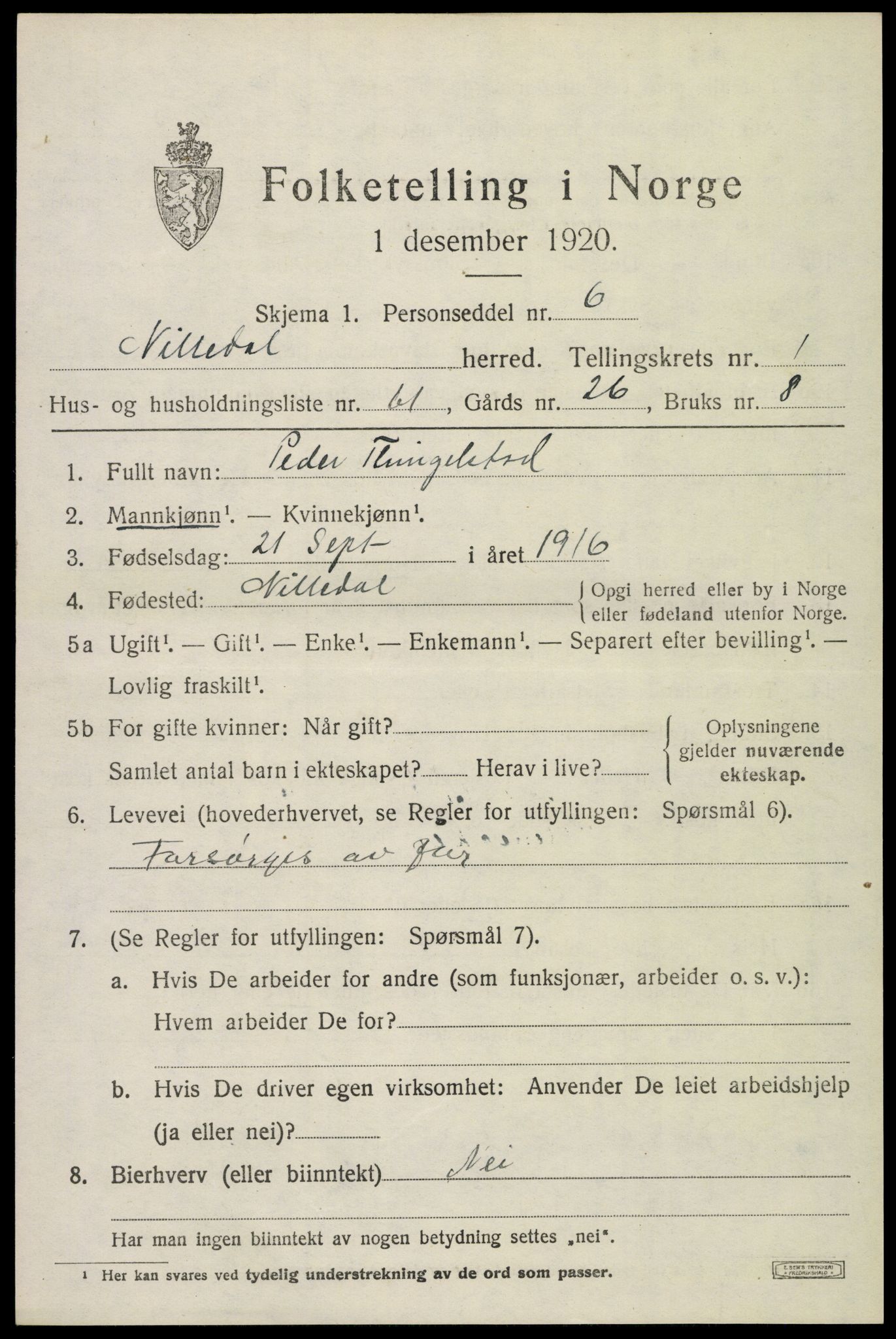 SAO, 1920 census for Nittedal, 1920, p. 1972