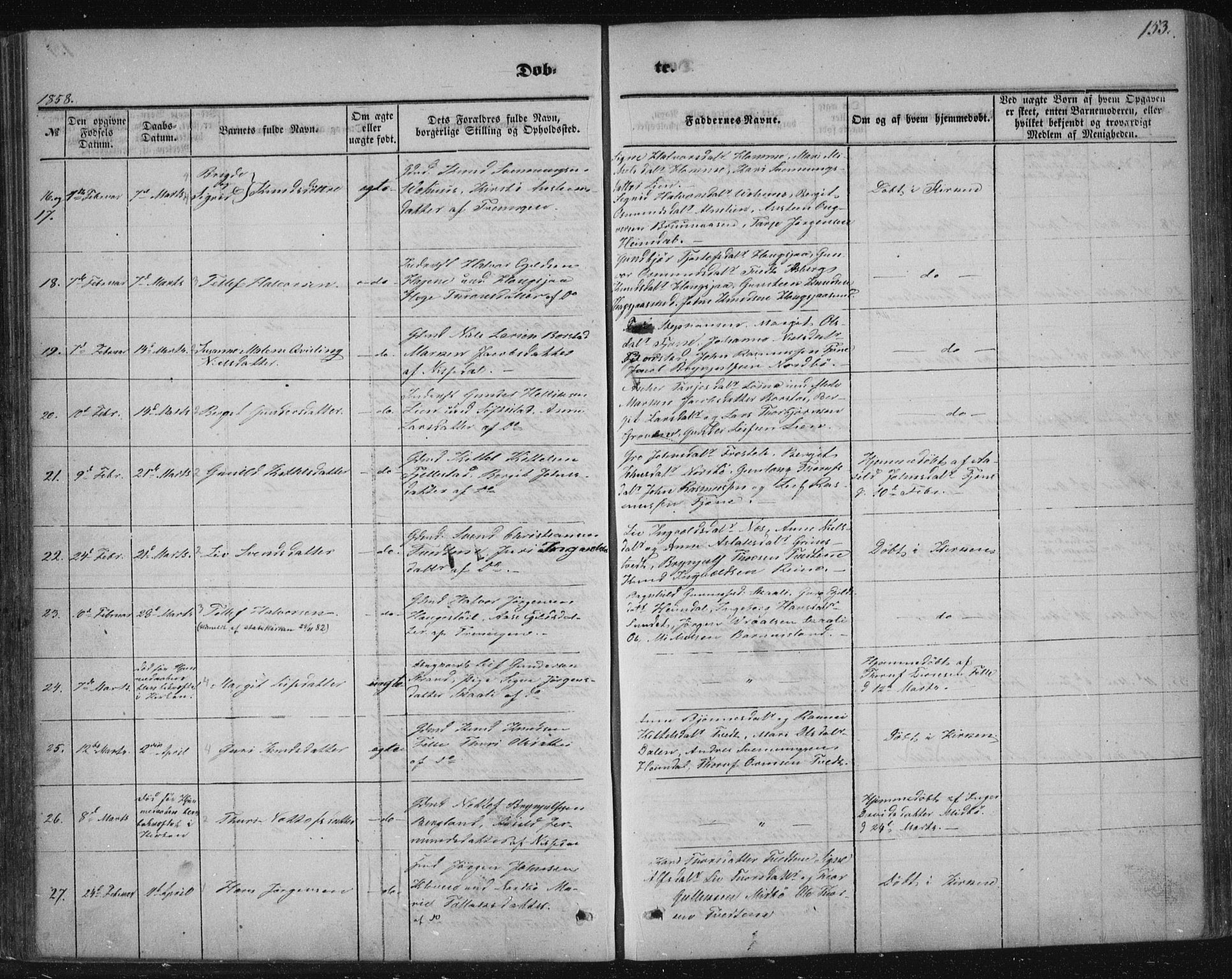 Nissedal kirkebøker, SAKO/A-288/F/Fa/L0003: Parish register (official) no. I 3, 1846-1870, p. 152-153
