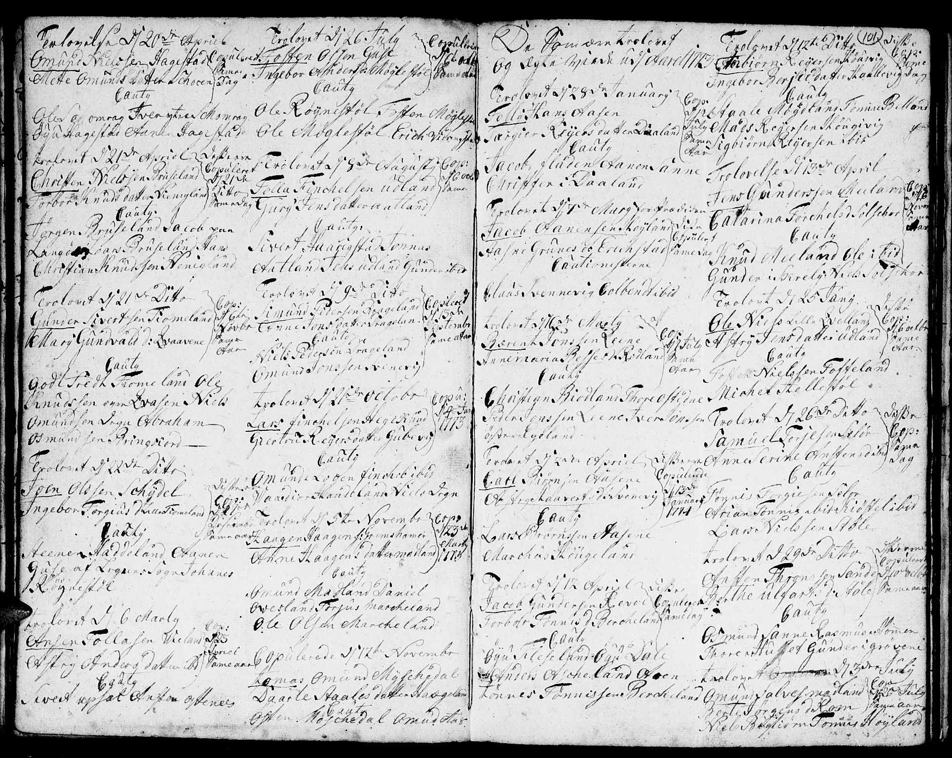 Lyngdal sokneprestkontor, SAK/1111-0029/F/Fa/Fac/L0002: Parish register (official) no. A 2, 1727-1815, p. 100-101