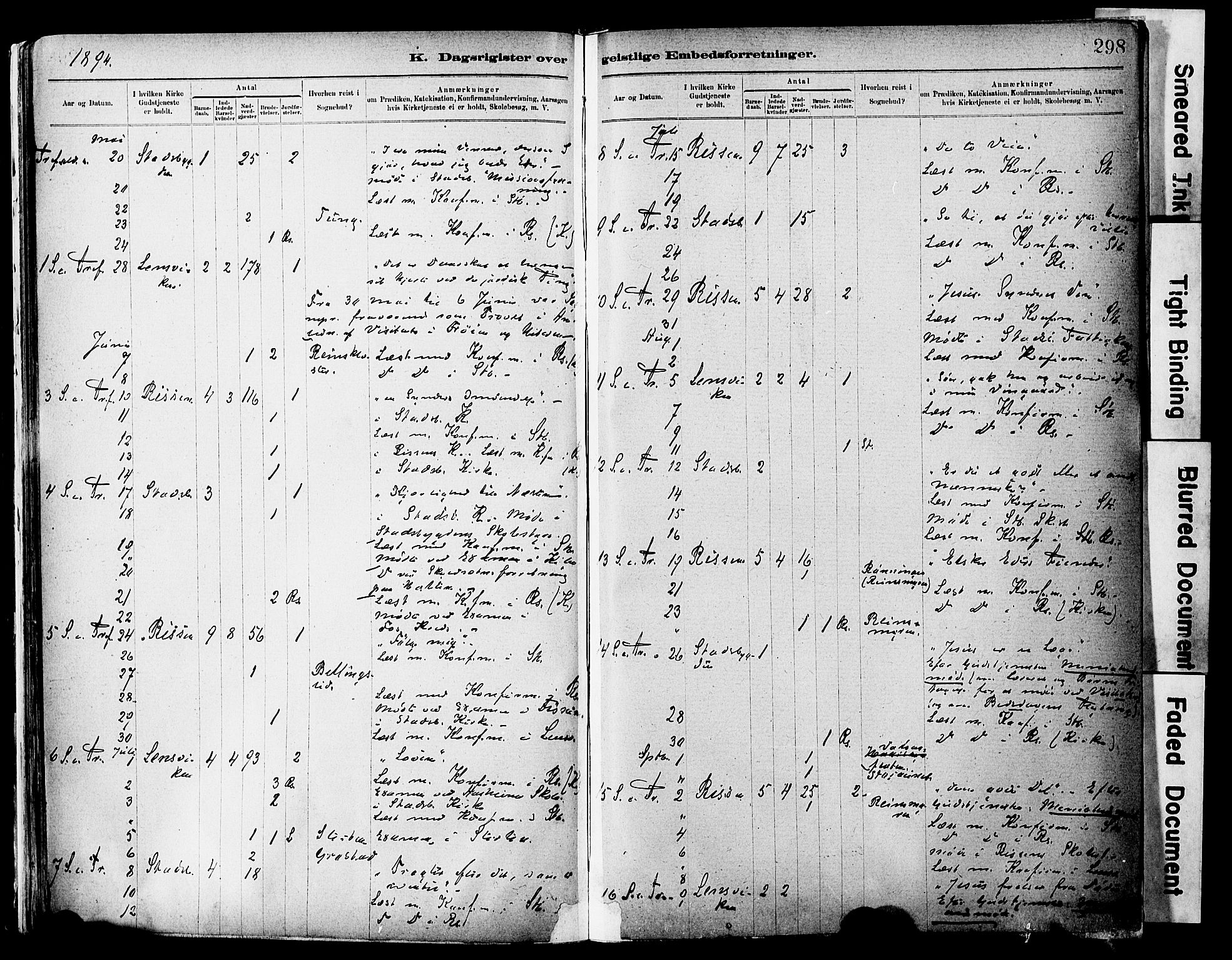 Ministerialprotokoller, klokkerbøker og fødselsregistre - Sør-Trøndelag, SAT/A-1456/646/L0615: Parish register (official) no. 646A13, 1885-1900, p. 298