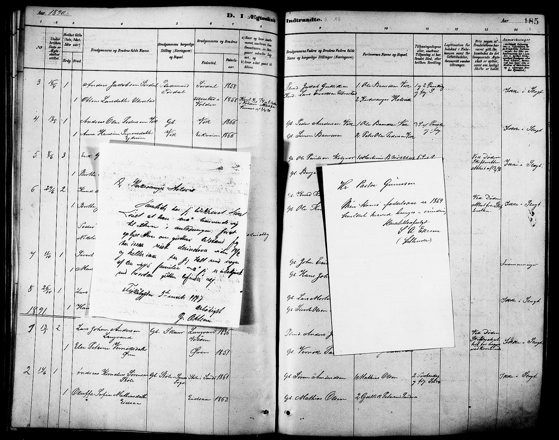 Ministerialprotokoller, klokkerbøker og fødselsregistre - Møre og Romsdal, AV/SAT-A-1454/502/L0027: Parish register (copy) no. 502C01, 1878-1908, p. 185