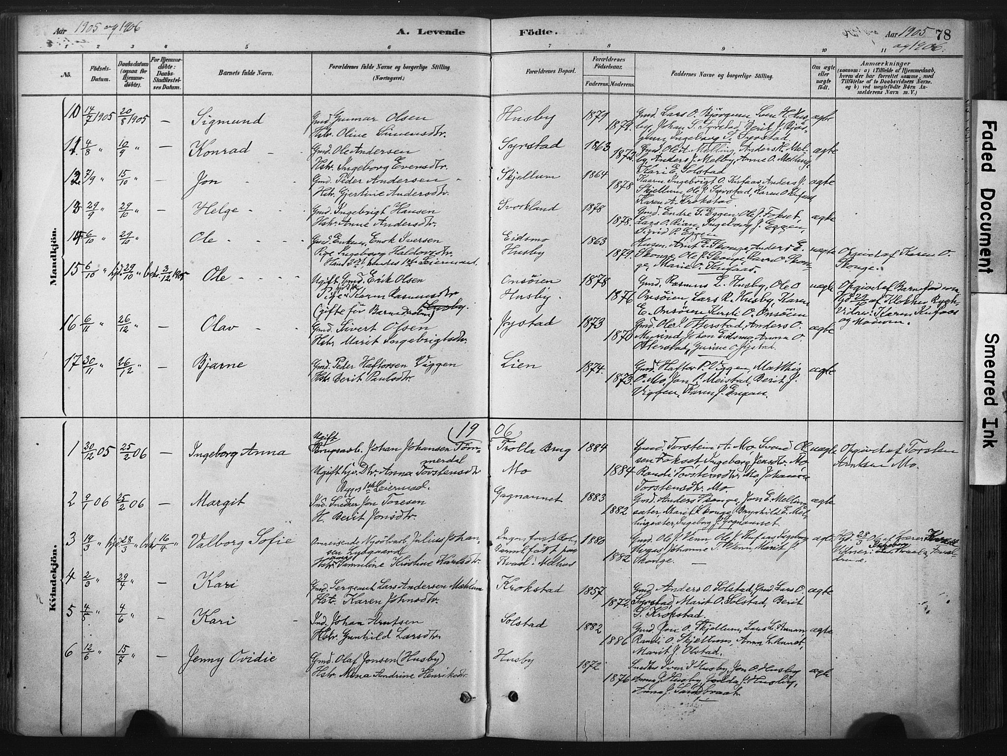 Ministerialprotokoller, klokkerbøker og fødselsregistre - Sør-Trøndelag, SAT/A-1456/667/L0795: Parish register (official) no. 667A03, 1879-1907, p. 78