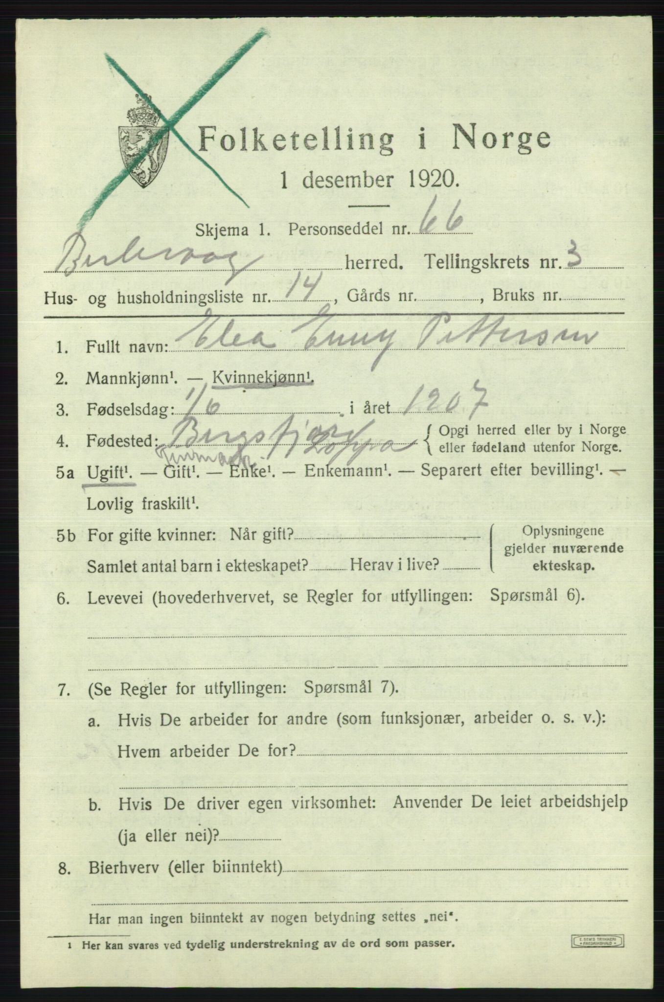 SATØ, 1920 census for Berlevåg, 1920, p. 1657