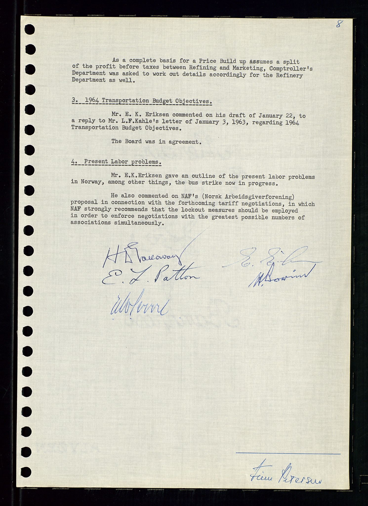 Pa 0982 - Esso Norge A/S, SAST/A-100448/A/Aa/L0001/0004: Den administrerende direksjon Board minutes (styrereferater) / Den administrerende direksjon Board minutes (styrereferater), 1963-1964, p. 254