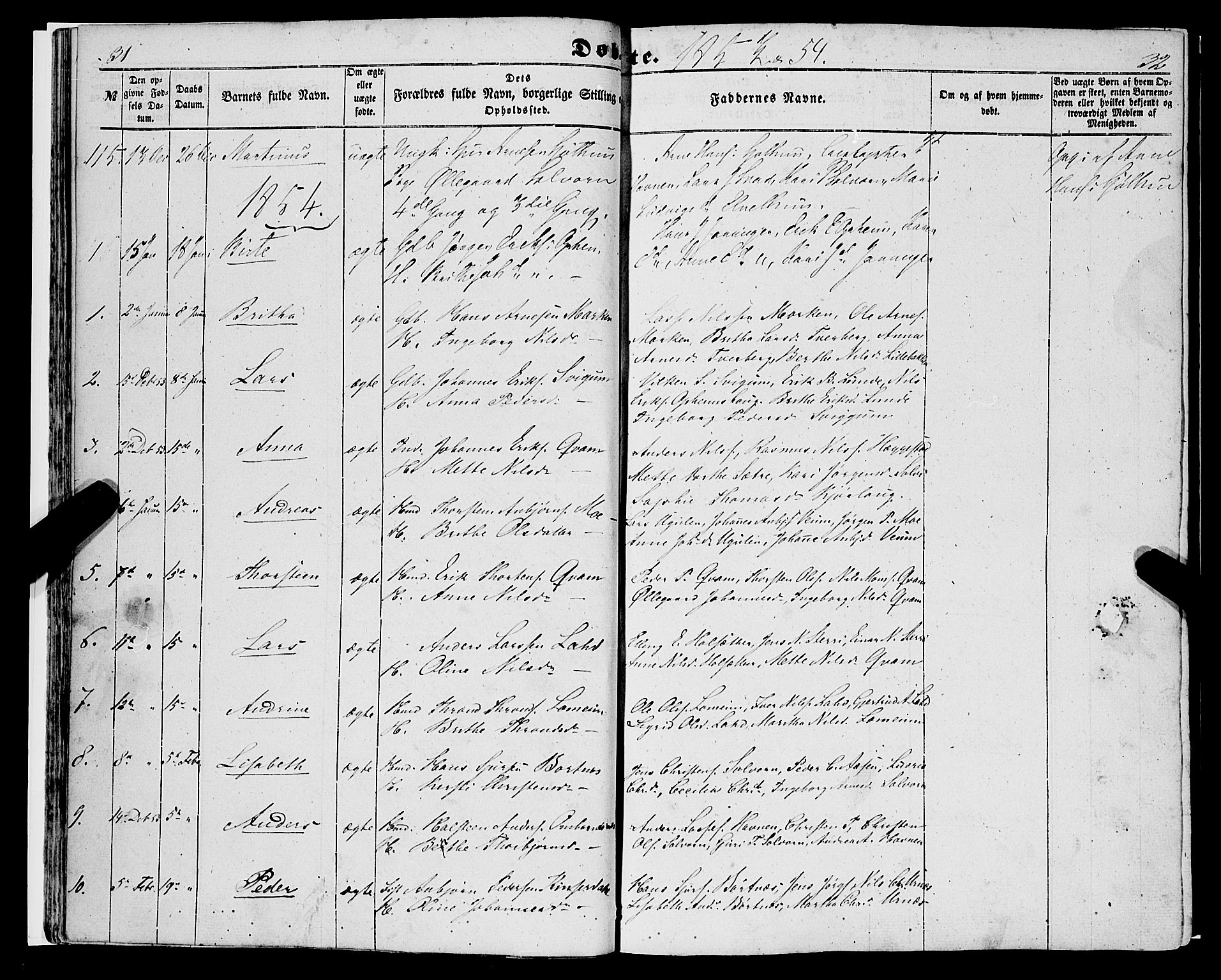 Hafslo sokneprestembete, SAB/A-80301/H/Haa/Haaa/L0009: Parish register (official) no. A 9, 1852-1873, p. 31-32