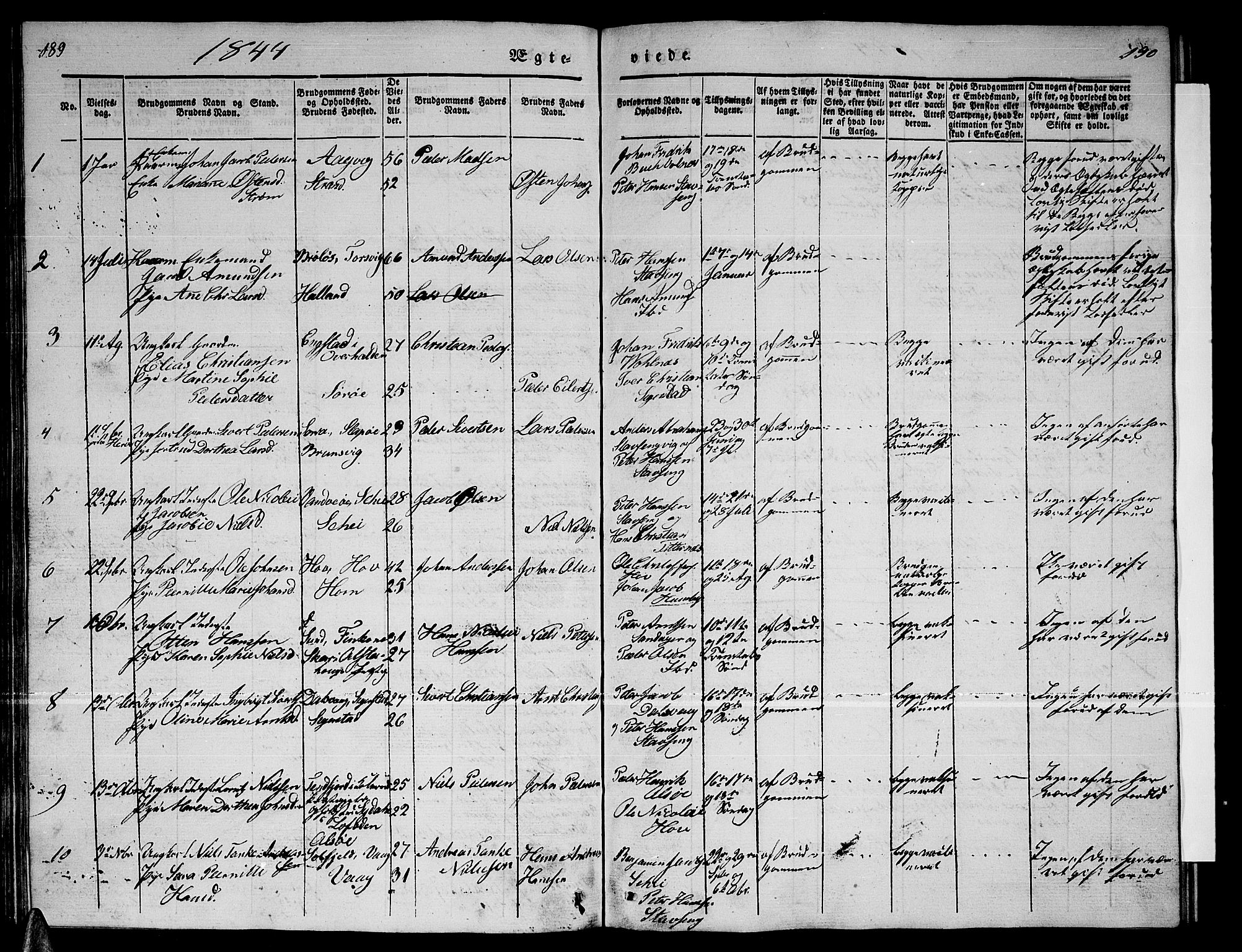 Ministerialprotokoller, klokkerbøker og fødselsregistre - Nordland, SAT/A-1459/835/L0530: Parish register (copy) no. 835C02, 1842-1865, p. 189-190