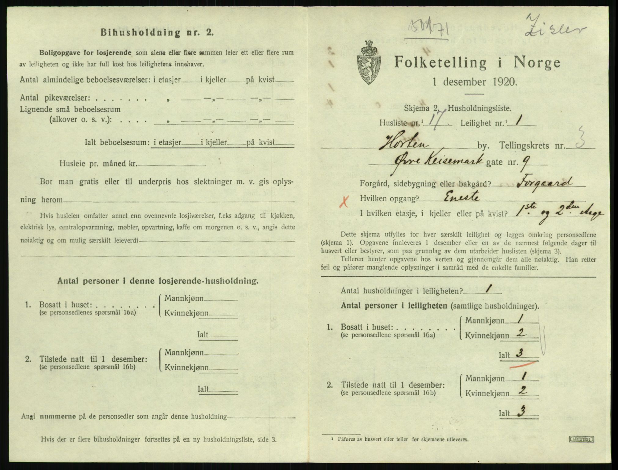SAKO, 1920 census for Horten, 1920, p. 4191