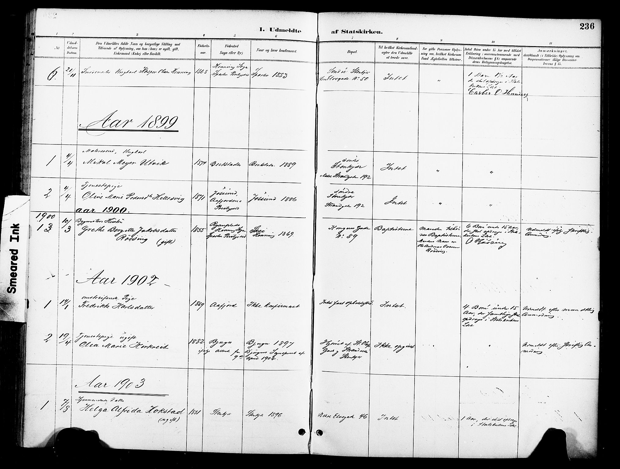 Ministerialprotokoller, klokkerbøker og fødselsregistre - Nord-Trøndelag, SAT/A-1458/739/L0372: Parish register (official) no. 739A04, 1895-1903, p. 236