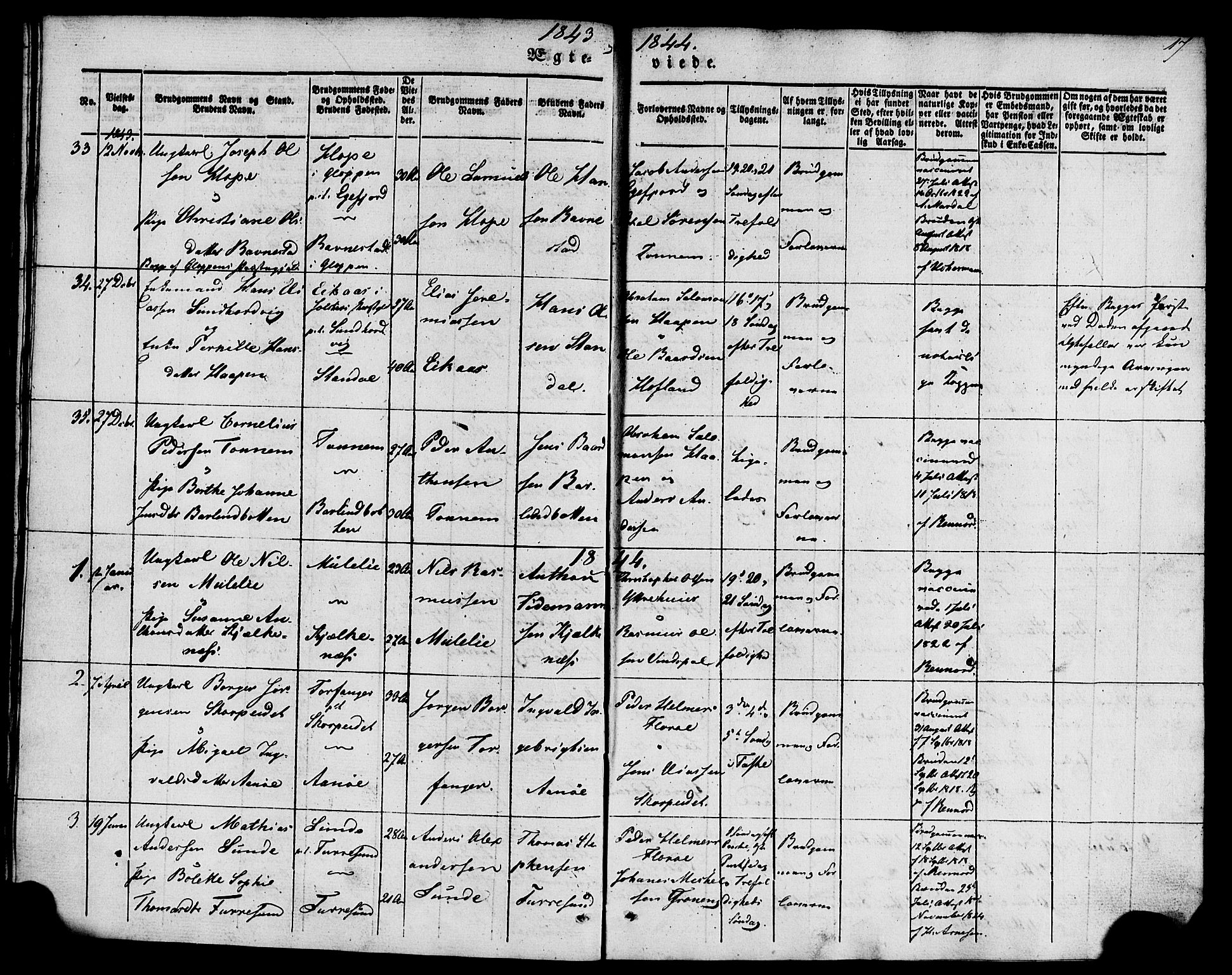 Kinn sokneprestembete, AV/SAB-A-80801/H/Haa/Haaa/L0009: Parish register (official) no. A 9, 1841-1852, p. 17