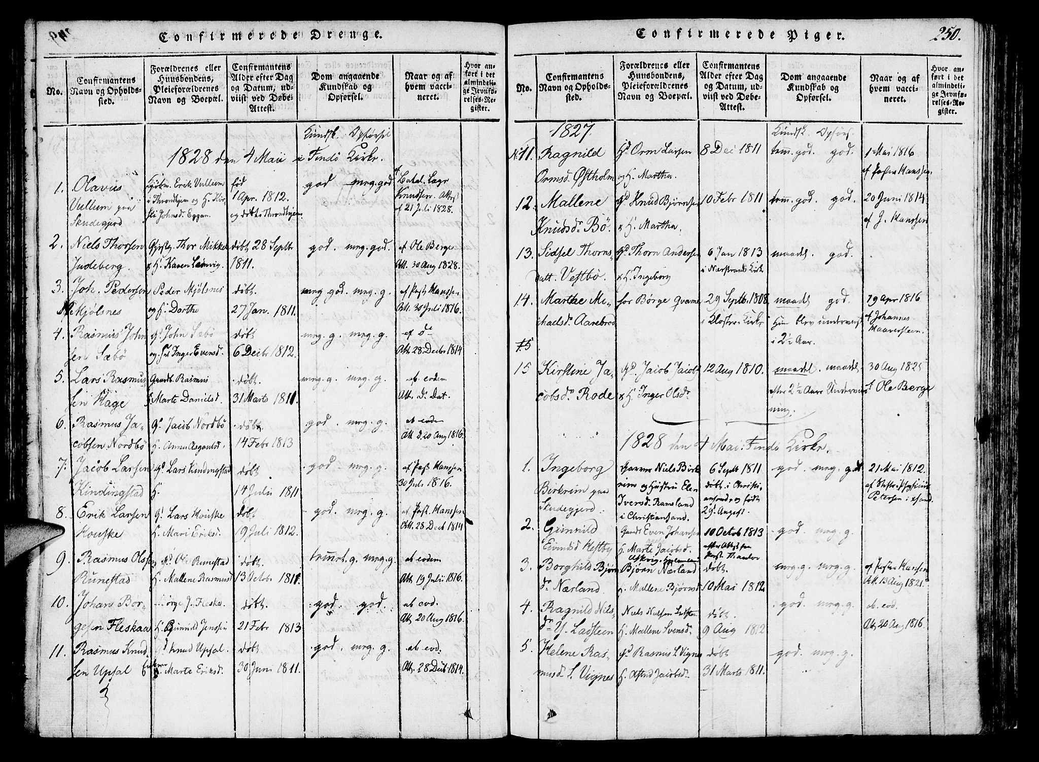 Finnøy sokneprestkontor, SAST/A-101825/H/Ha/Haa/L0006: Parish register (official) no. A 6, 1816-1846, p. 250