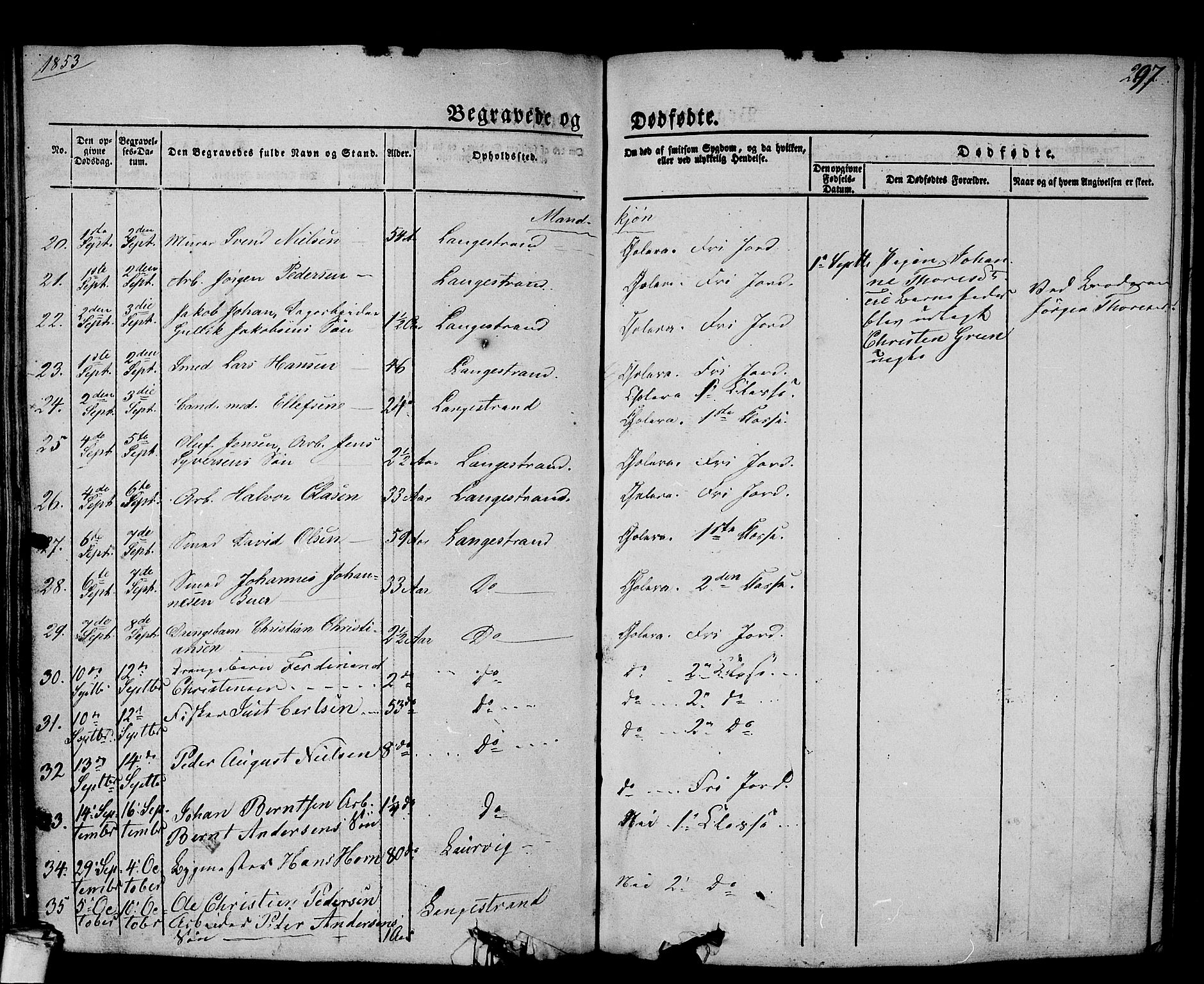 Larvik kirkebøker, AV/SAKO-A-352/G/Gb/L0002: Parish register (copy) no. II 2, 1843-1866, p. 297