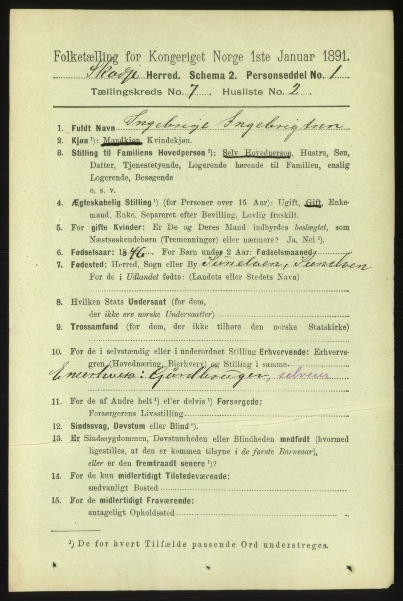 RA, 1891 census for 1529 Skodje, 1891, p. 1420