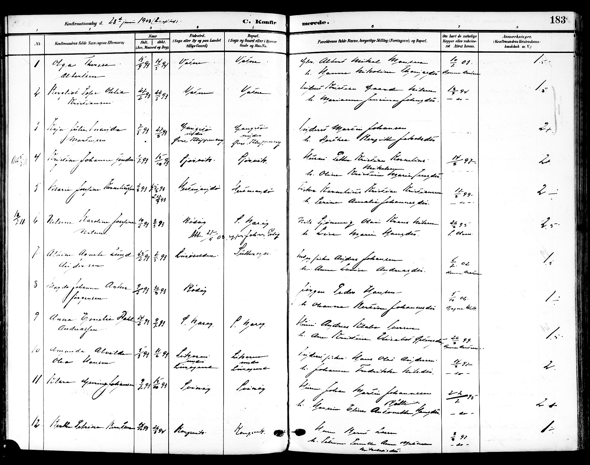 Ministerialprotokoller, klokkerbøker og fødselsregistre - Nordland, AV/SAT-A-1459/839/L0569: Parish register (official) no. 839A06, 1903-1922, p. 183