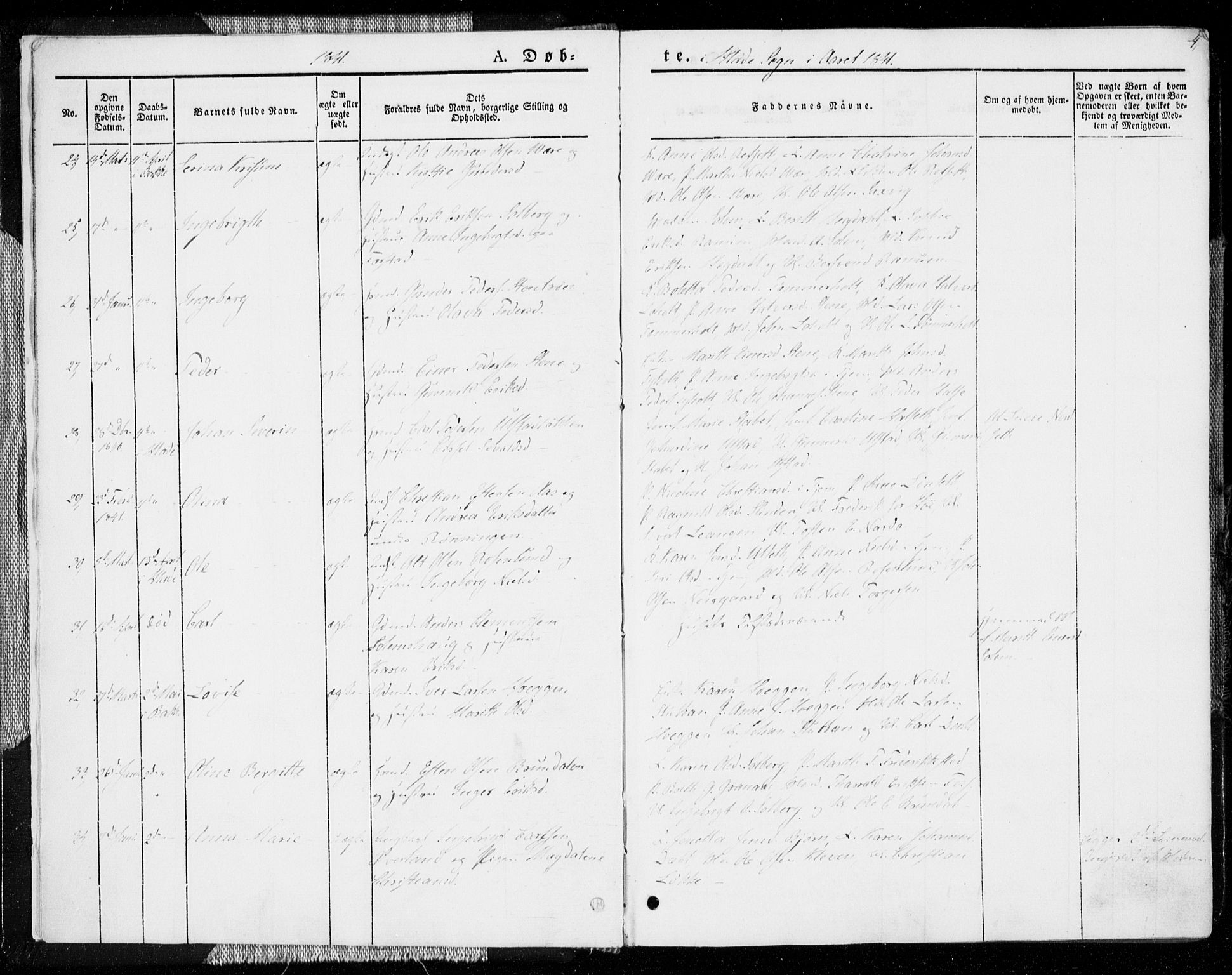 Ministerialprotokoller, klokkerbøker og fødselsregistre - Sør-Trøndelag, AV/SAT-A-1456/606/L0290: Parish register (official) no. 606A05, 1841-1847, p. 4