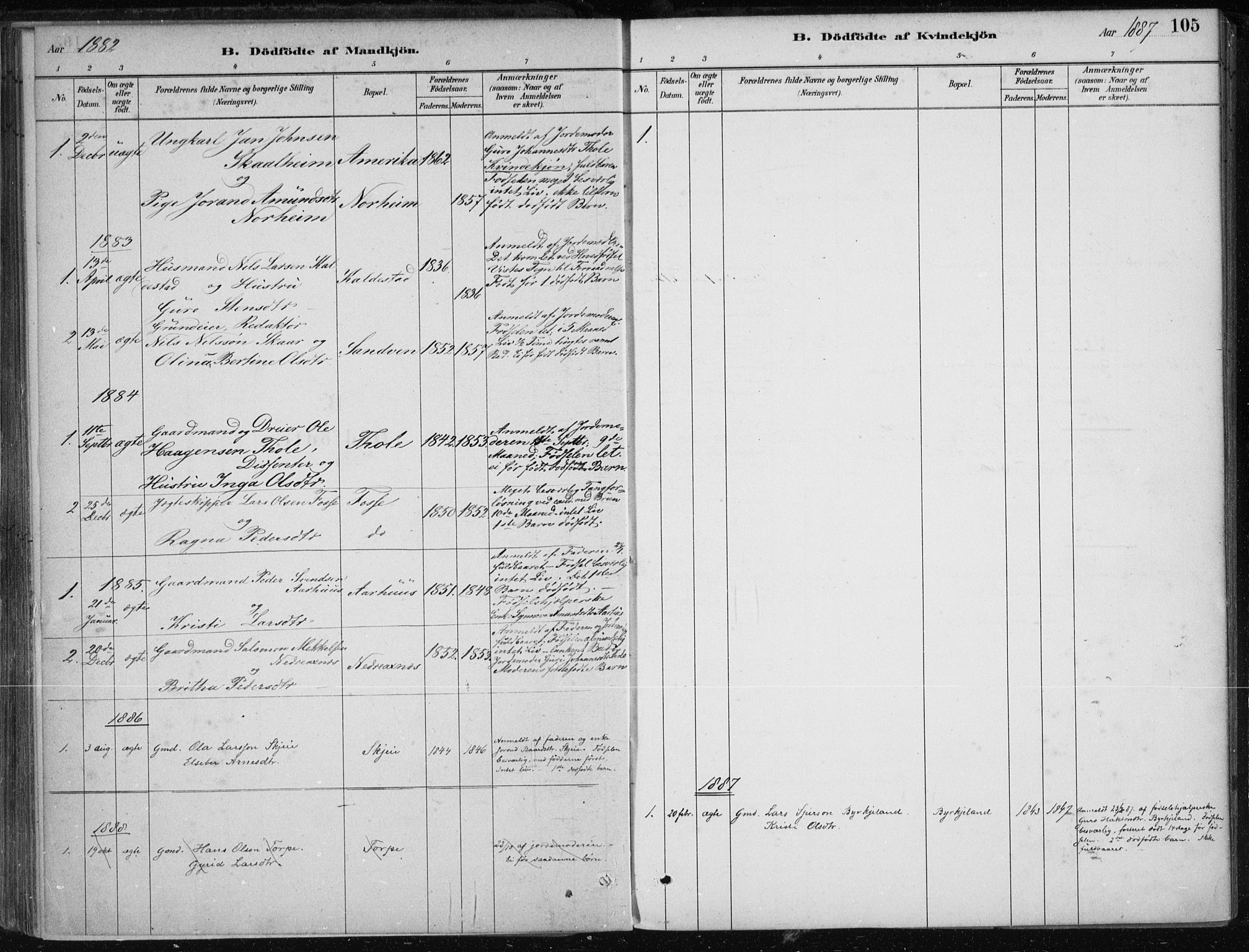 Kvam sokneprestembete, SAB/A-76201/H/Haa: Parish register (official) no. B  1, 1880-1908, p. 105