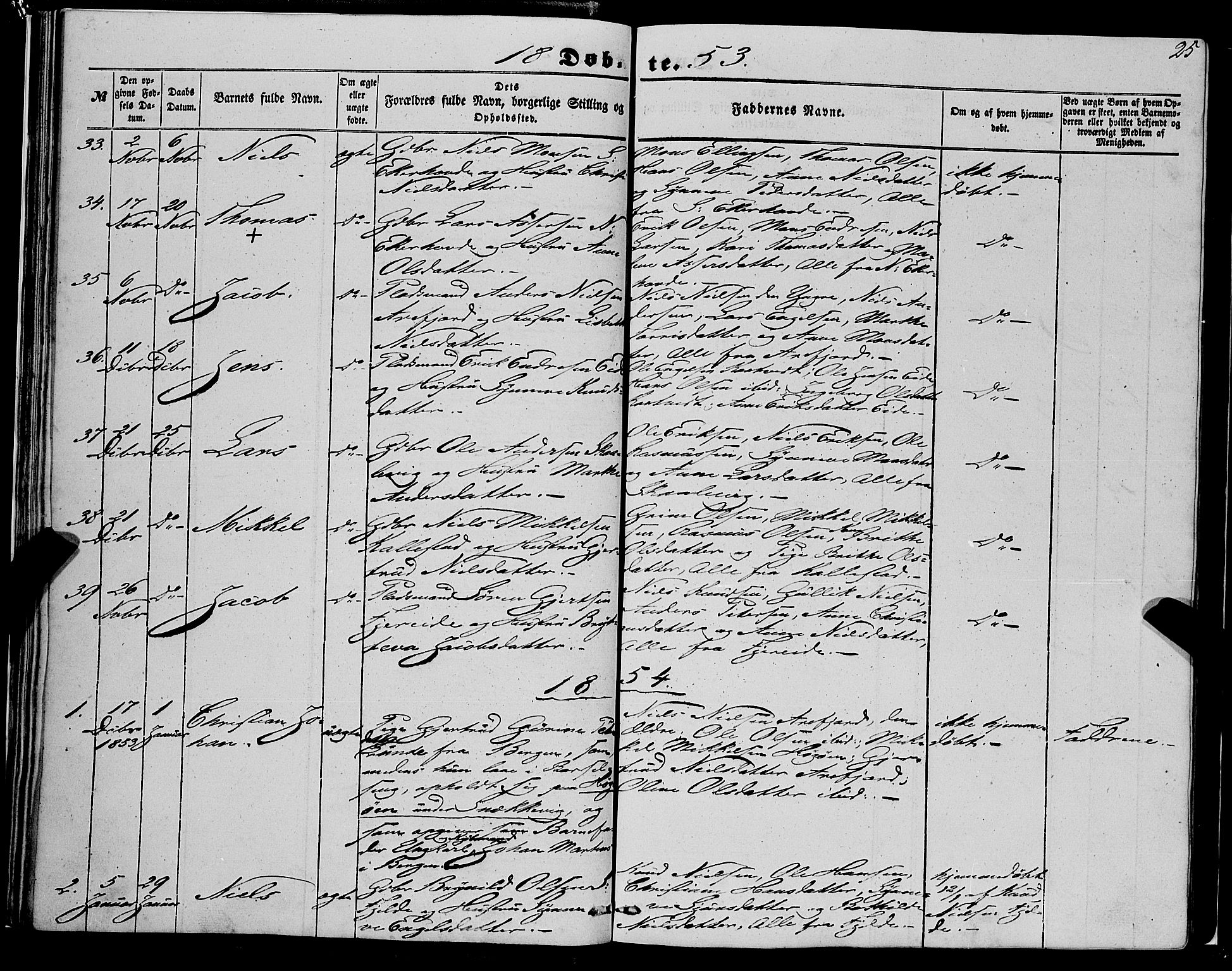 Fjell sokneprestembete, SAB/A-75301/H/Haa: Parish register (official) no. A 2, 1847-1864, p. 25