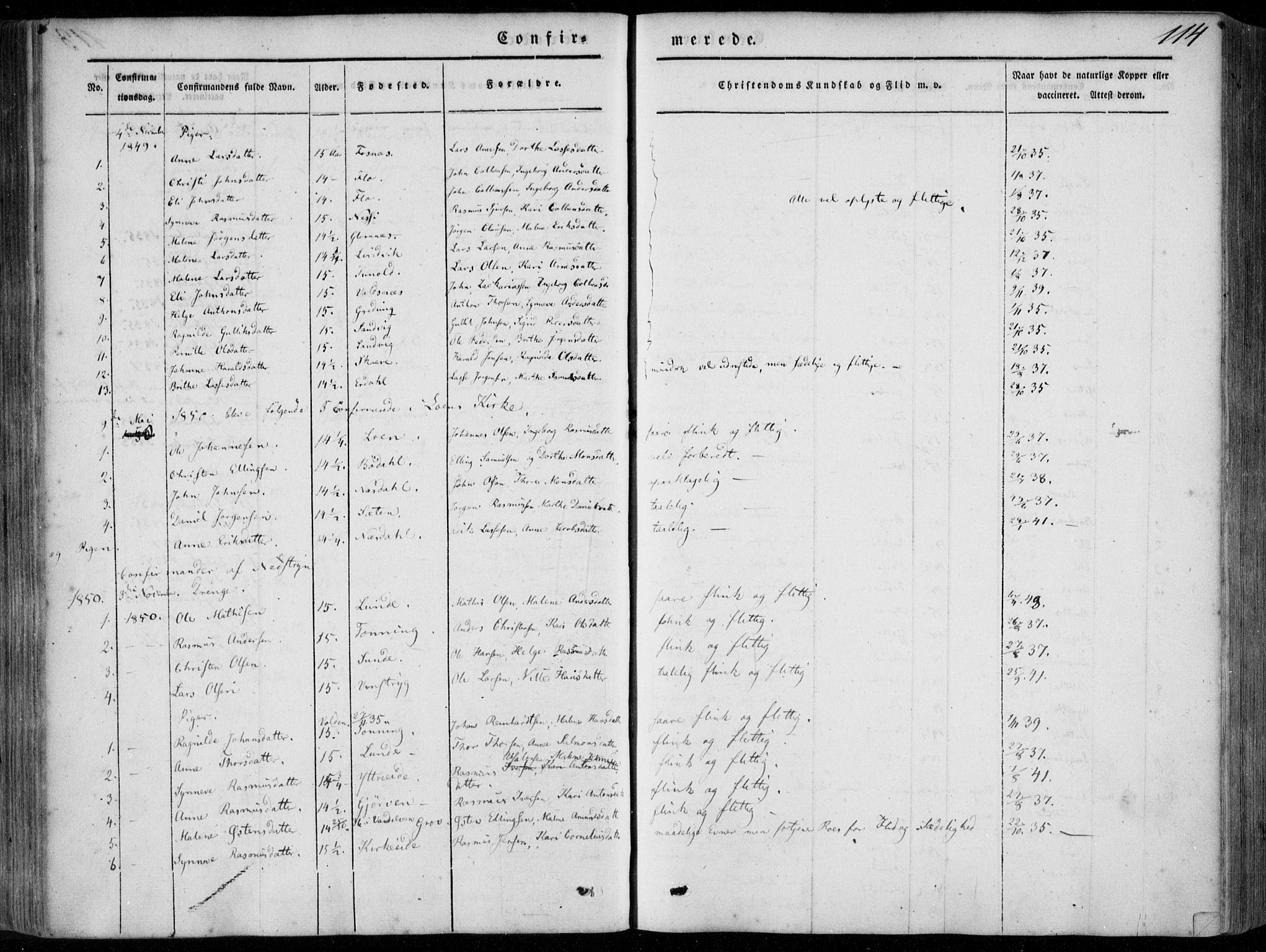 Stryn Sokneprestembete, SAB/A-82501: Parish register (official) no. A 2, 1844-1861, p. 114