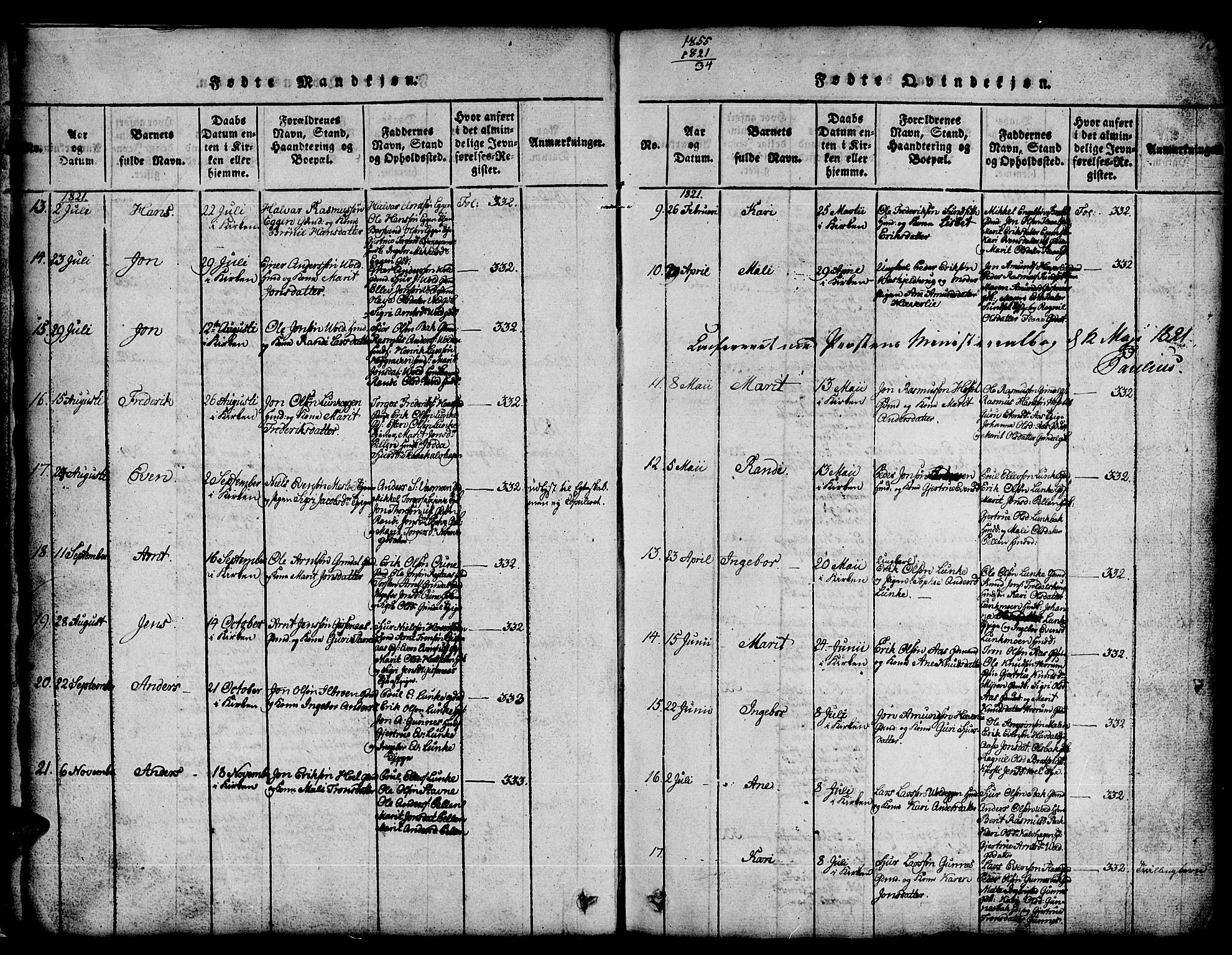 Ministerialprotokoller, klokkerbøker og fødselsregistre - Sør-Trøndelag, SAT/A-1456/674/L0874: Parish register (copy) no. 674C01, 1816-1860, p. 15