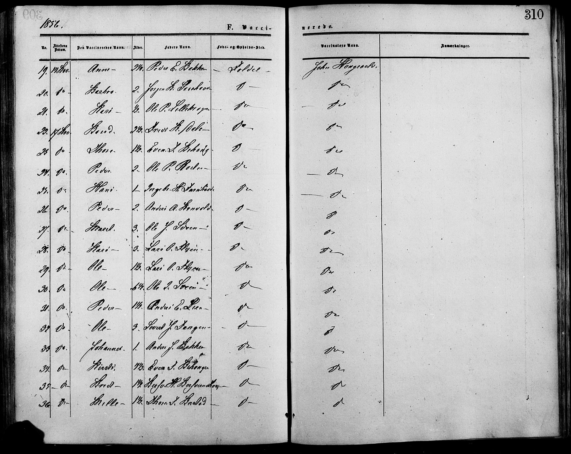 Lesja prestekontor, SAH/PREST-068/H/Ha/Haa/L0007: Parish register (official) no. 7, 1854-1862, p. 310