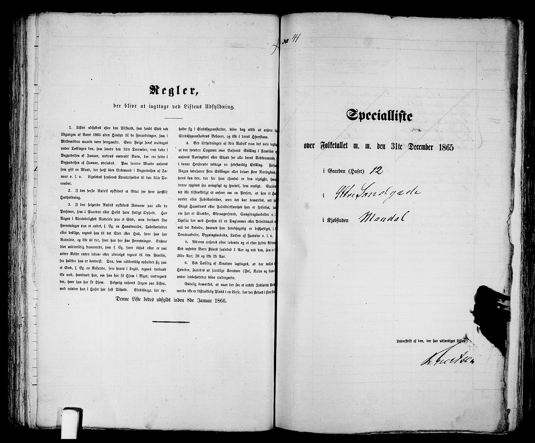 RA, 1865 census for Mandal/Mandal, 1865, p. 88