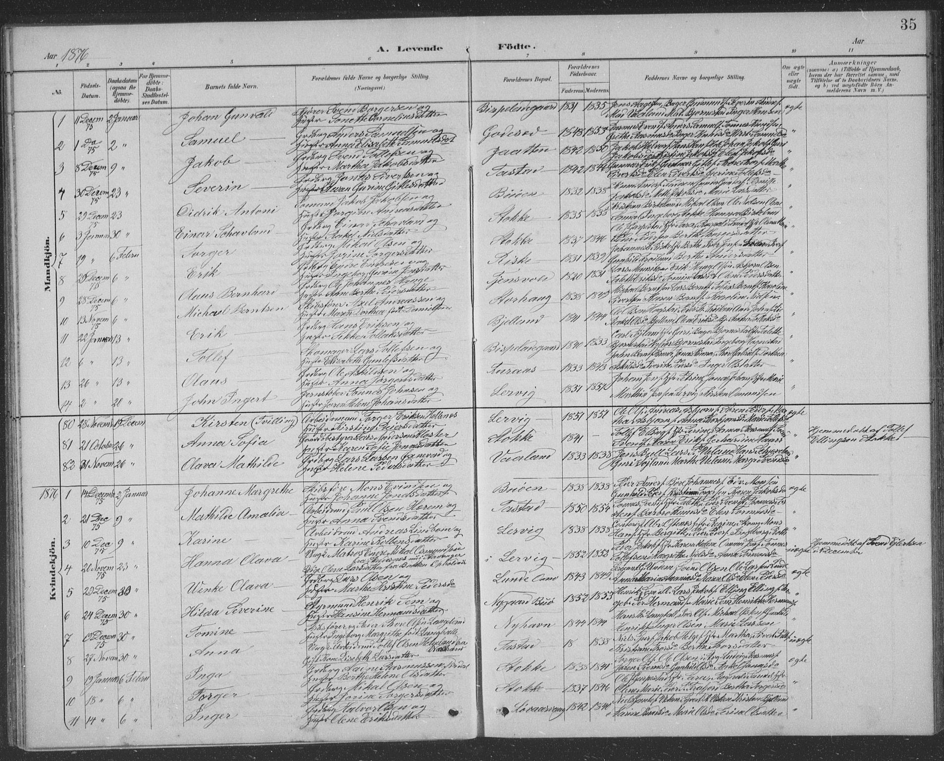 Hetland sokneprestkontor, SAST/A-101826/30/30BB/L0004: Parish register (copy) no. B 4, 1869-1877, p. 35