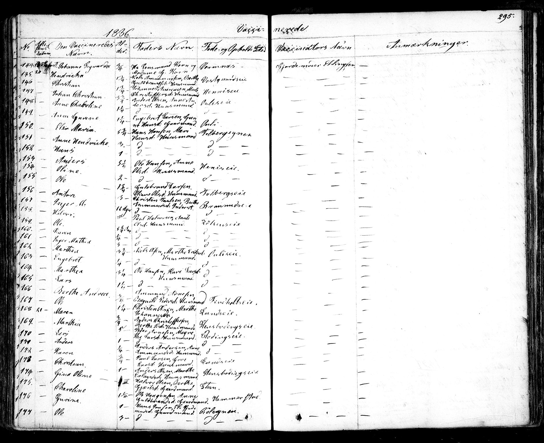 Nes prestekontor Kirkebøker, AV/SAO-A-10410/F/Fa/L0006: Parish register (official) no. I 6, 1833-1845, p. 295