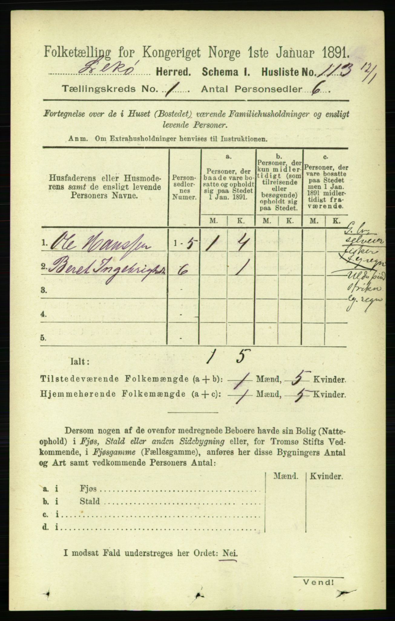 RA, 1891 census for 1755 Leka, 1891, p. 133