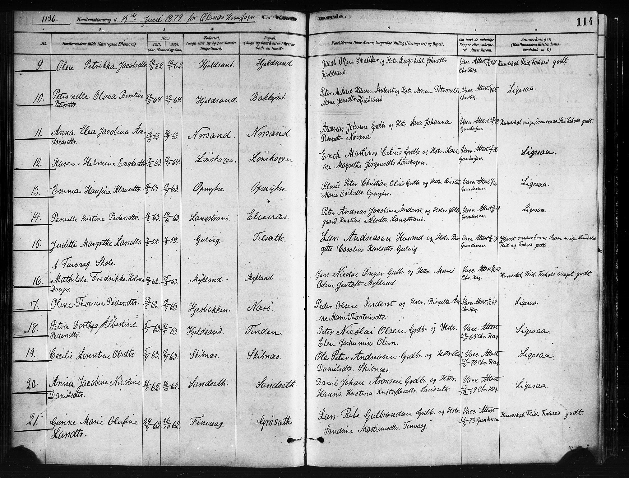 Ministerialprotokoller, klokkerbøker og fødselsregistre - Nordland, SAT/A-1459/893/L1335: Parish register (official) no. 893A08 /1, 1878-1884, p. 114