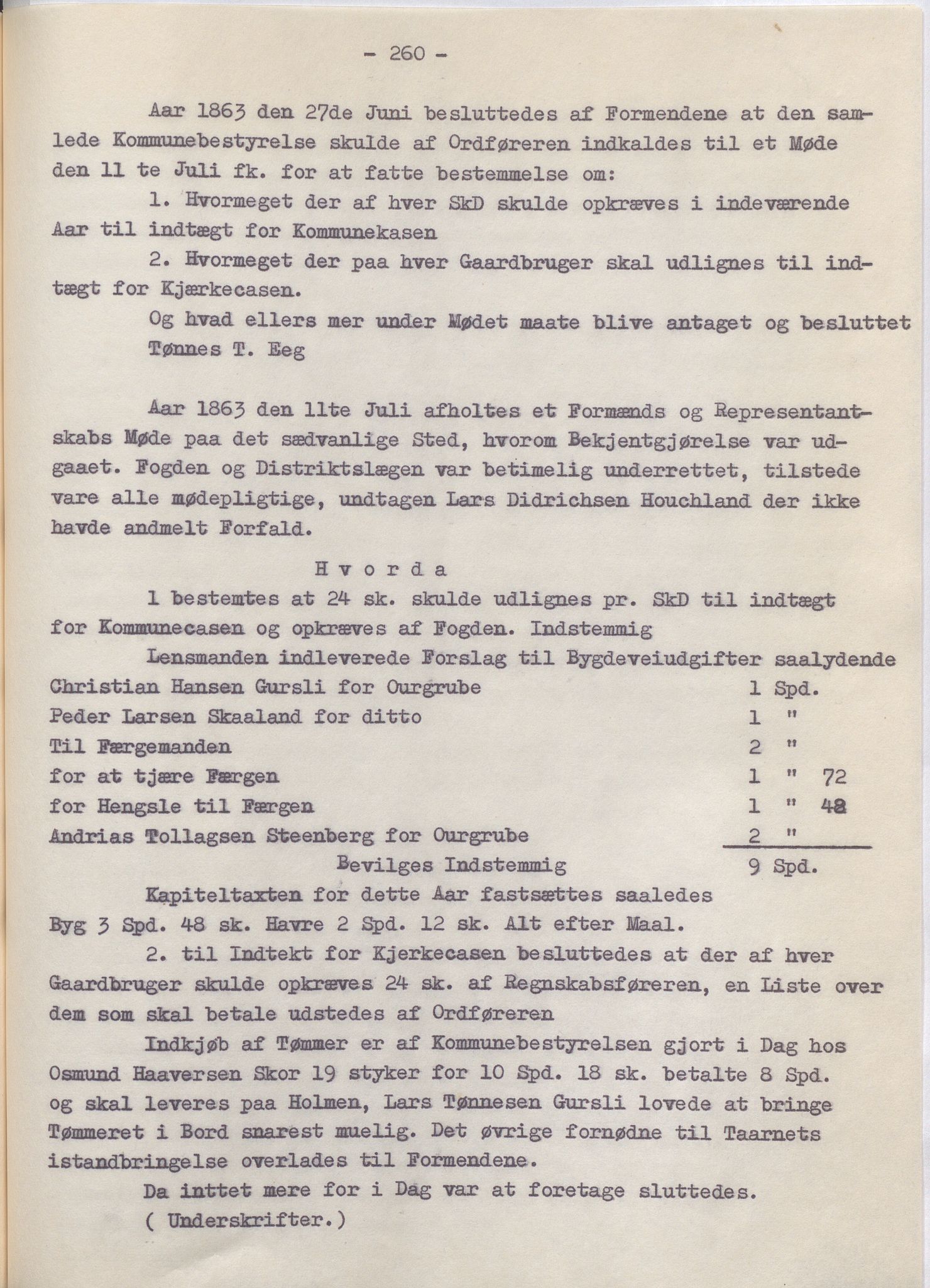 Lund kommune - Formannskapet/Formannskapskontoret, IKAR/K-101761/A/Aa/Aaa/L0002: Forhandlingsprotokoll, 1837-1865, p. 260