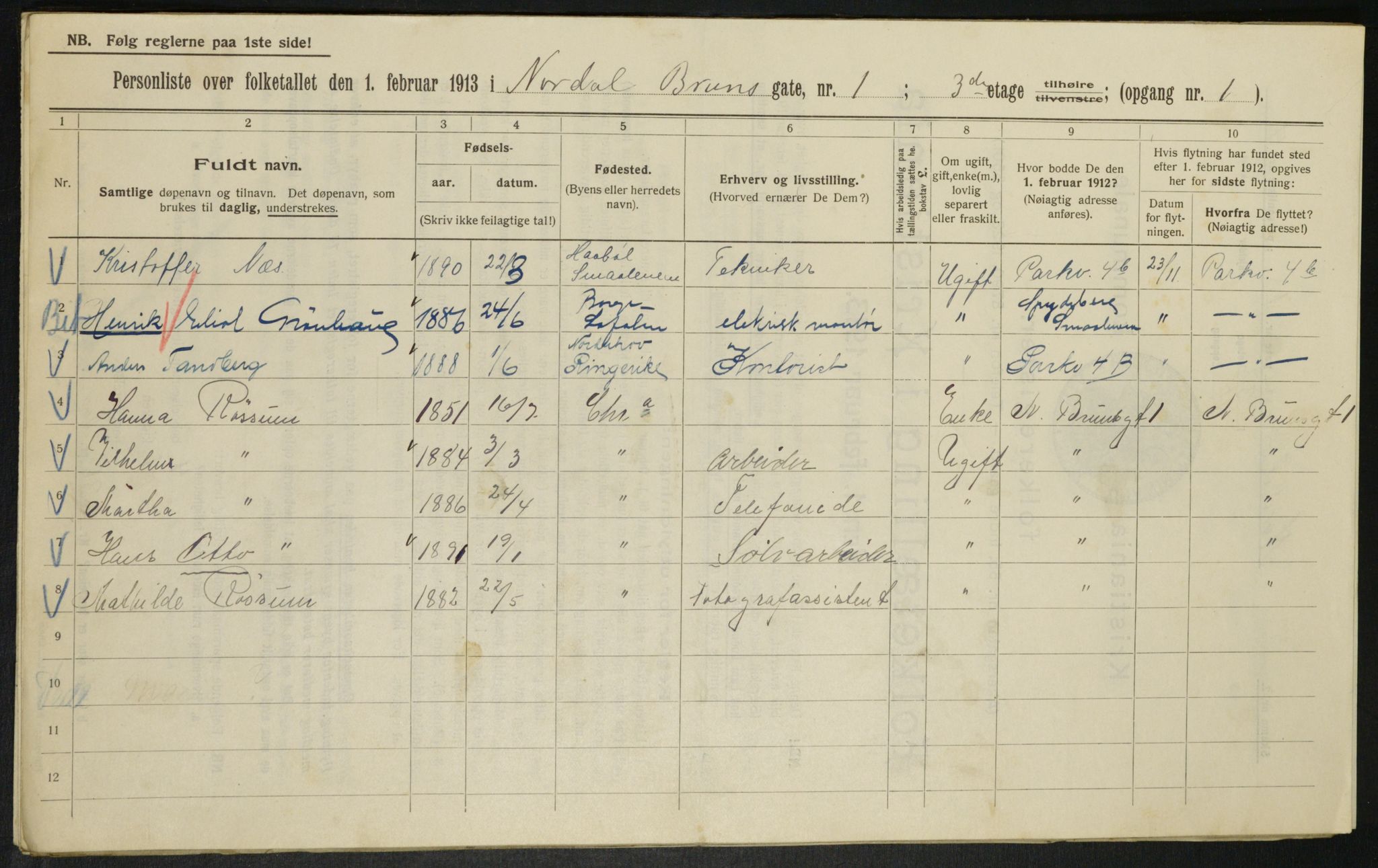 OBA, Municipal Census 1913 for Kristiania, 1913, p. 72199