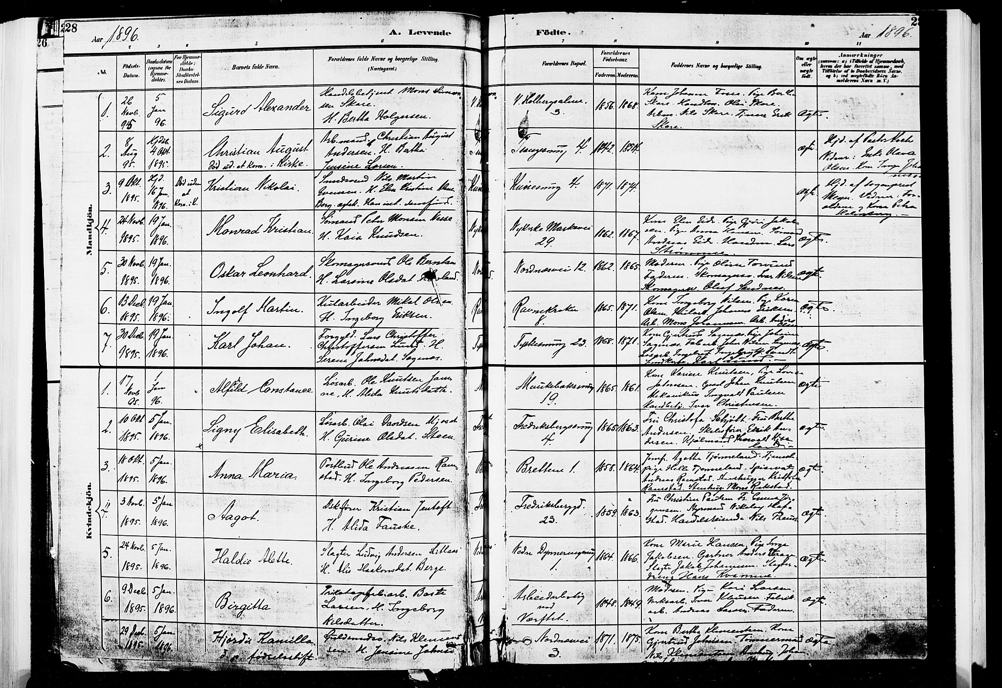 Nykirken Sokneprestembete, SAB/A-77101/H/Hab: Parish register (copy) no. B 3, 1895-1899, p. 28