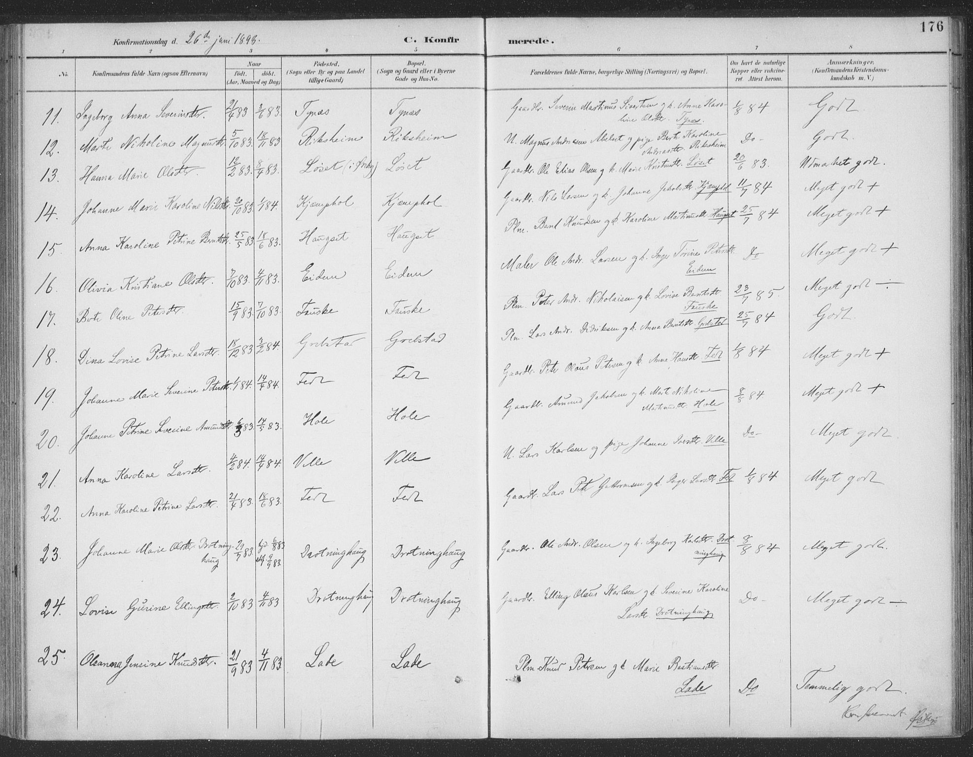 Ministerialprotokoller, klokkerbøker og fødselsregistre - Møre og Romsdal, SAT/A-1454/523/L0335: Parish register (official) no. 523A02, 1891-1911, p. 176