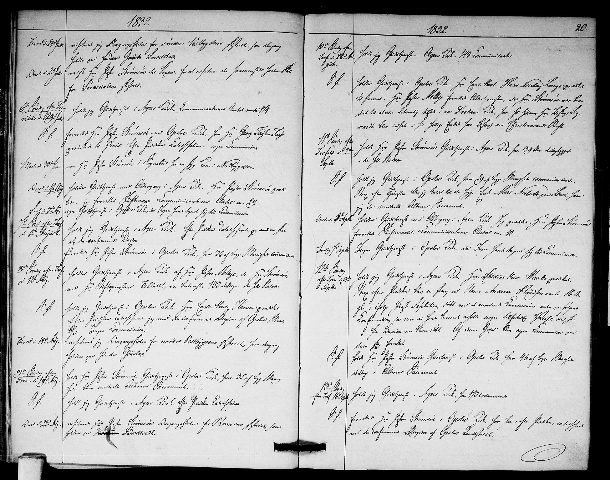 Aker prestekontor kirkebøker, AV/SAO-A-10861/F/L0018: Parish register (official) no. 18, 1829-1853, p. 20