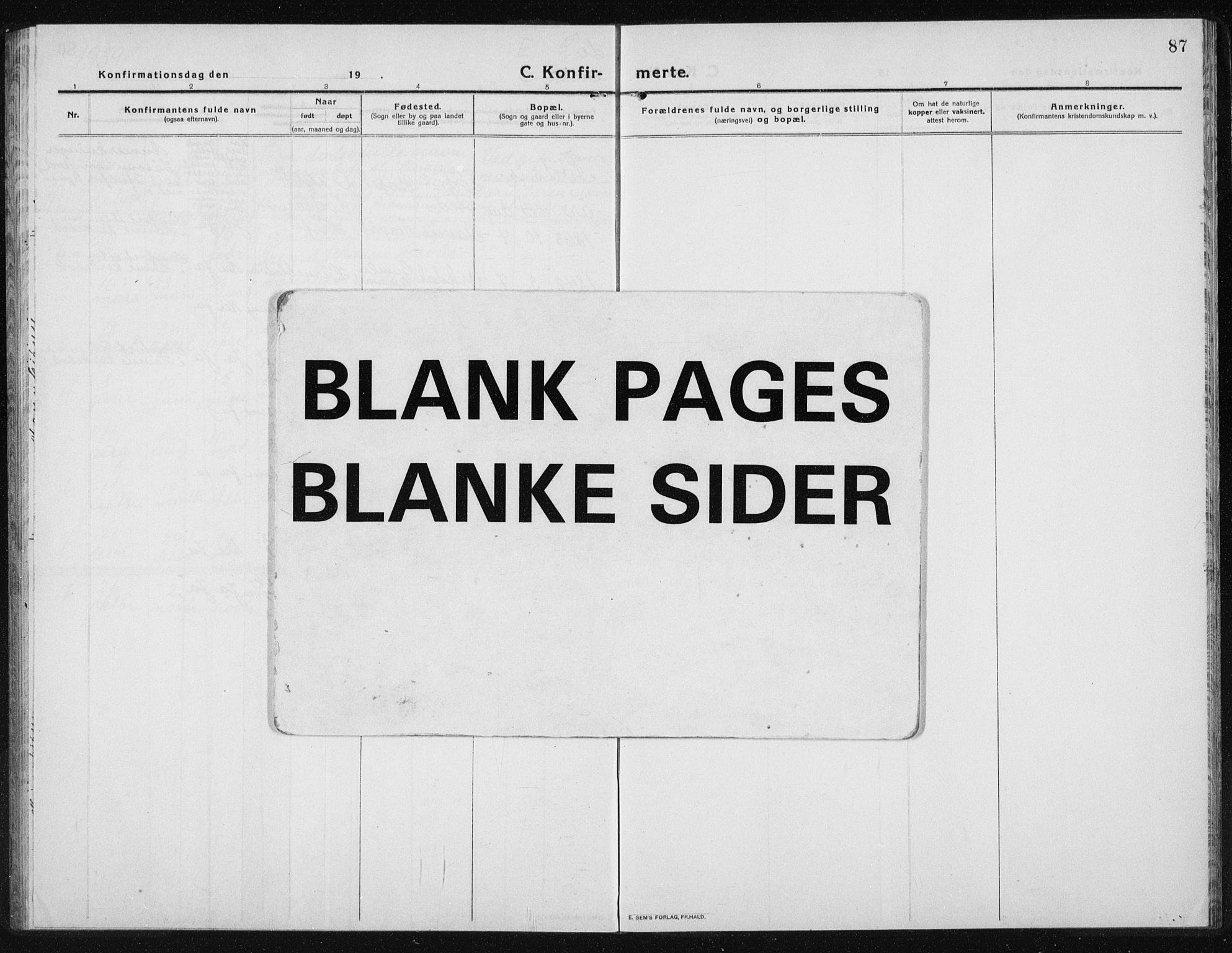 Ministerialprotokoller, klokkerbøker og fødselsregistre - Sør-Trøndelag, SAT/A-1456/631/L0515: Parish register (copy) no. 631C03, 1913-1939, p. 87