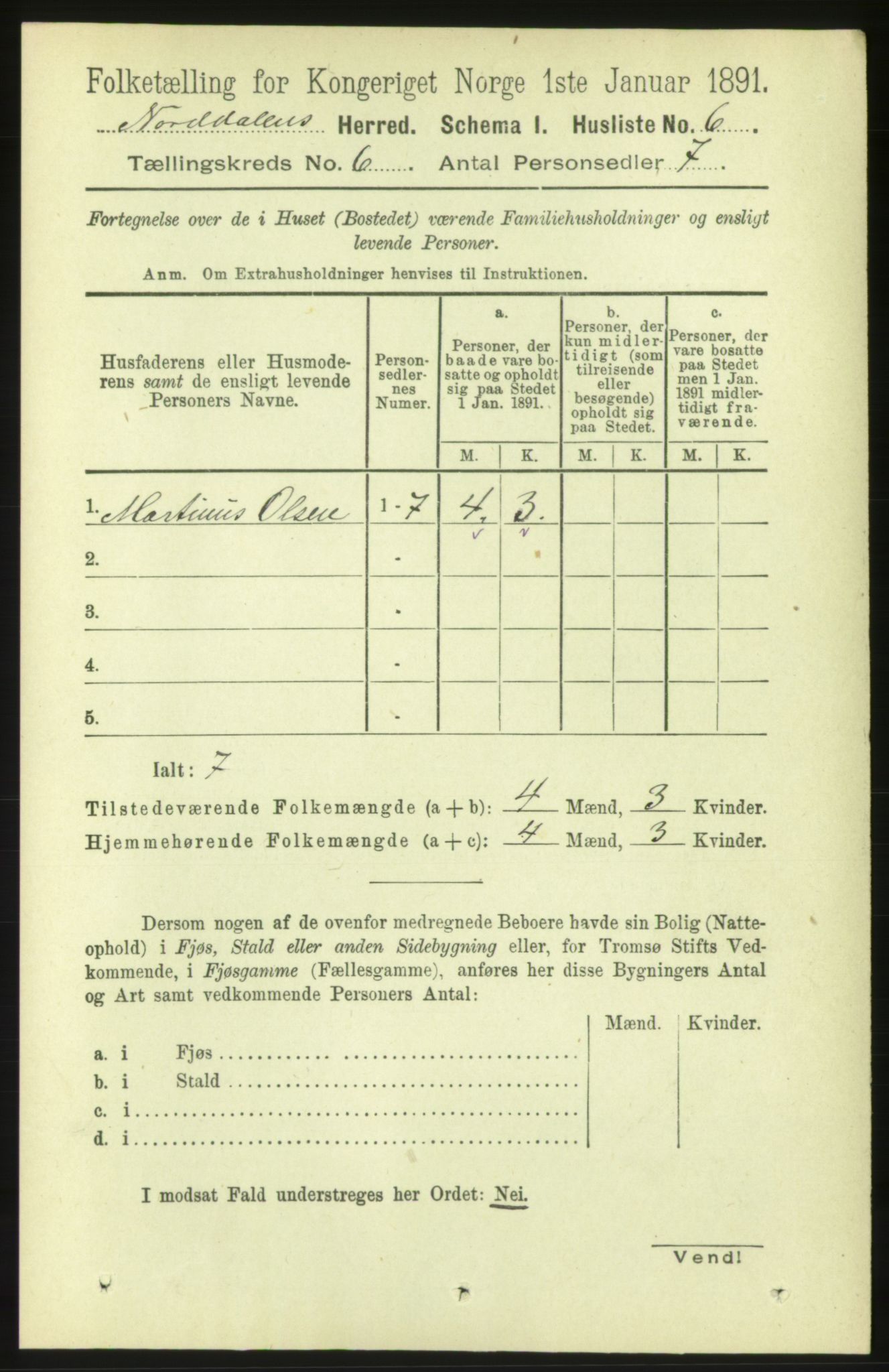 RA, 1891 census for 1524 Norddal, 1891, p. 1150