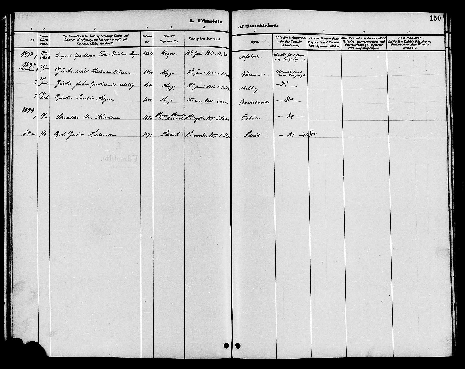 Øystre Slidre prestekontor, SAH/PREST-138/H/Ha/Hab/L0004: Parish register (copy) no. 4, 1887-1907, p. 150